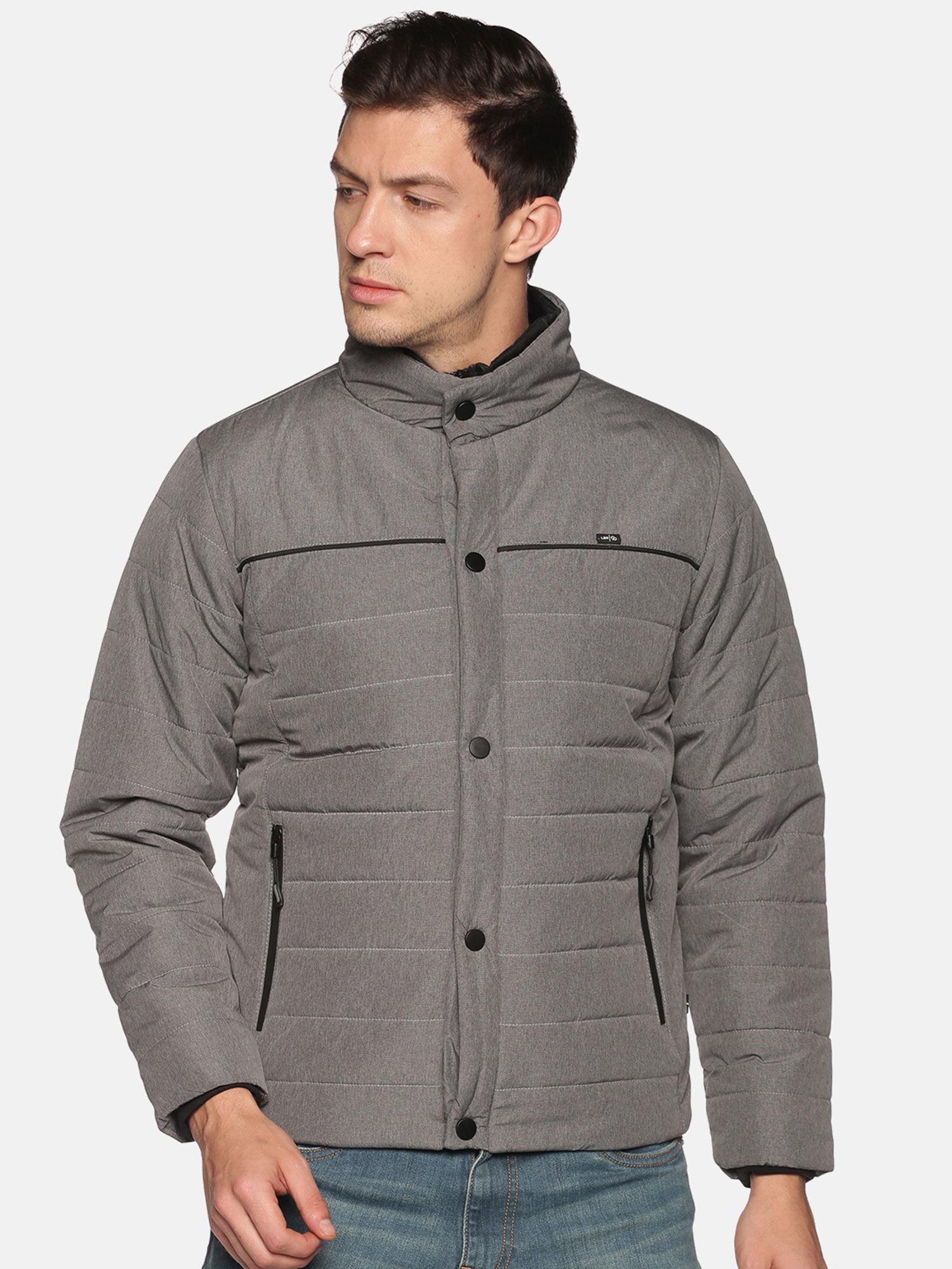 Men's Casual Grey Solid Jacket