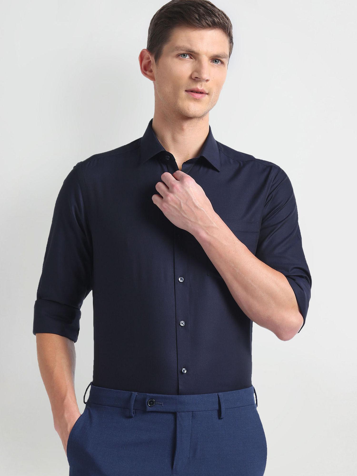 Blue Iconic Slim Fit Herringbone Formal Shirt