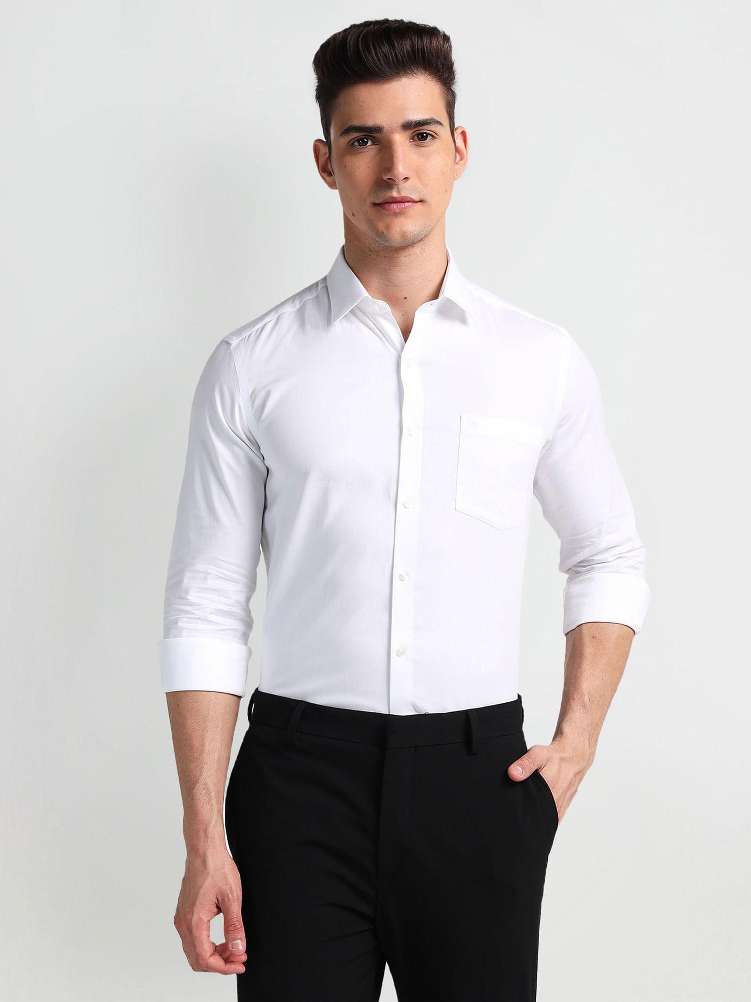White Manhattan Slim Cotton Formal Shirt