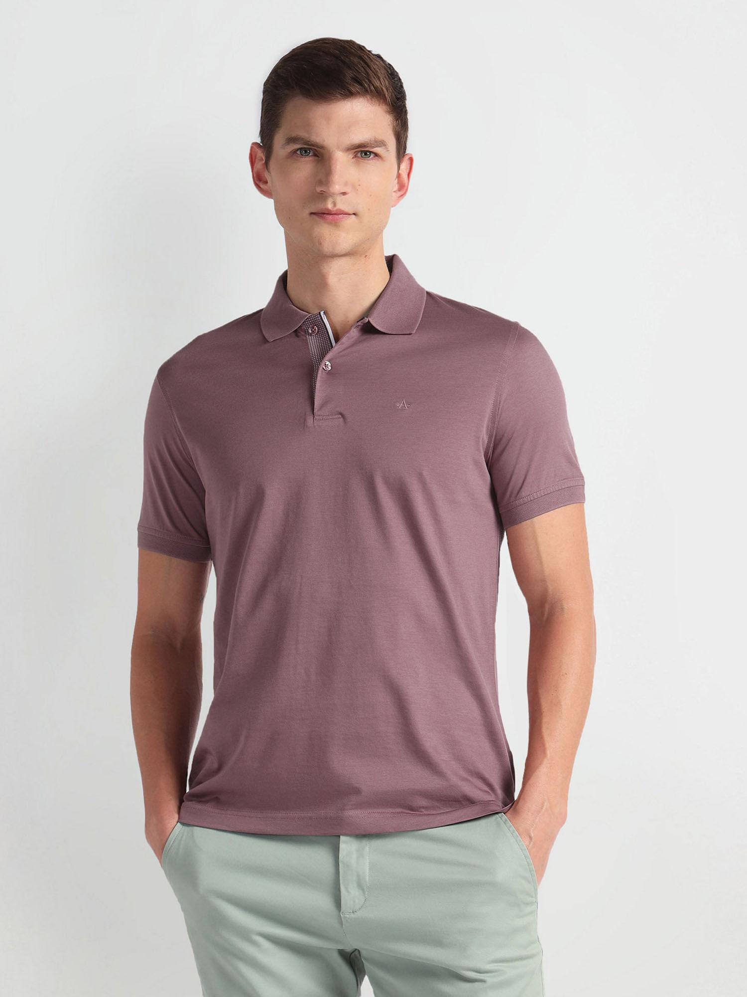Purple Solid Regular Fit Polo T-Shirt