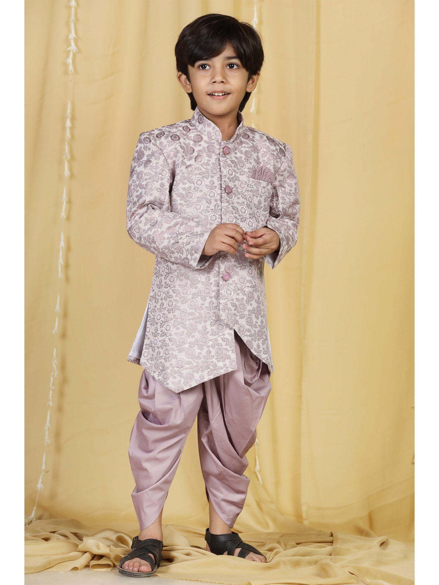 full-sleeve-jacquard-indo-western-sherwani-purple-(set-of-2)