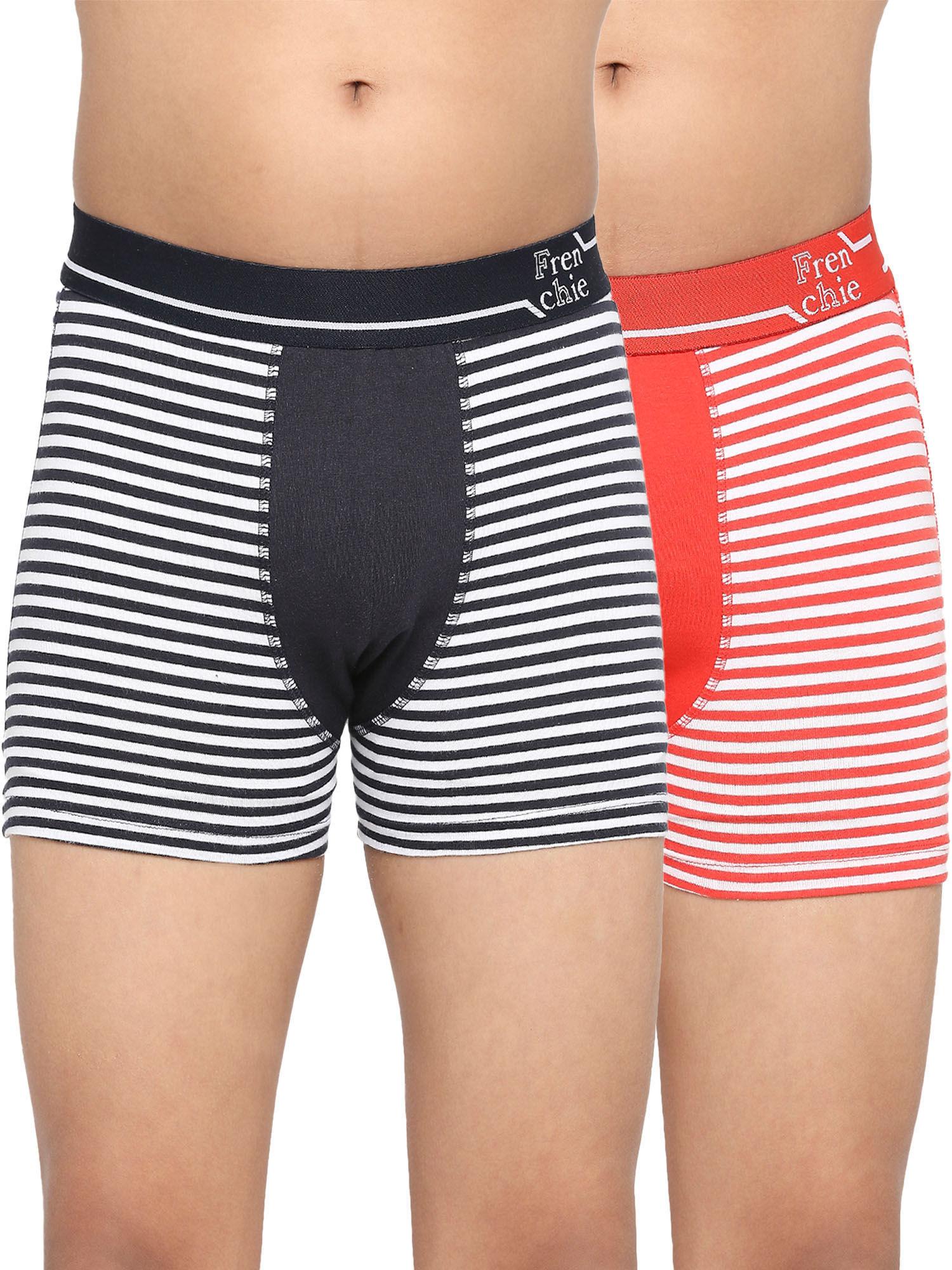 Teenagers Cotton Trunk Navy Blue and Red (Pack of 2)
