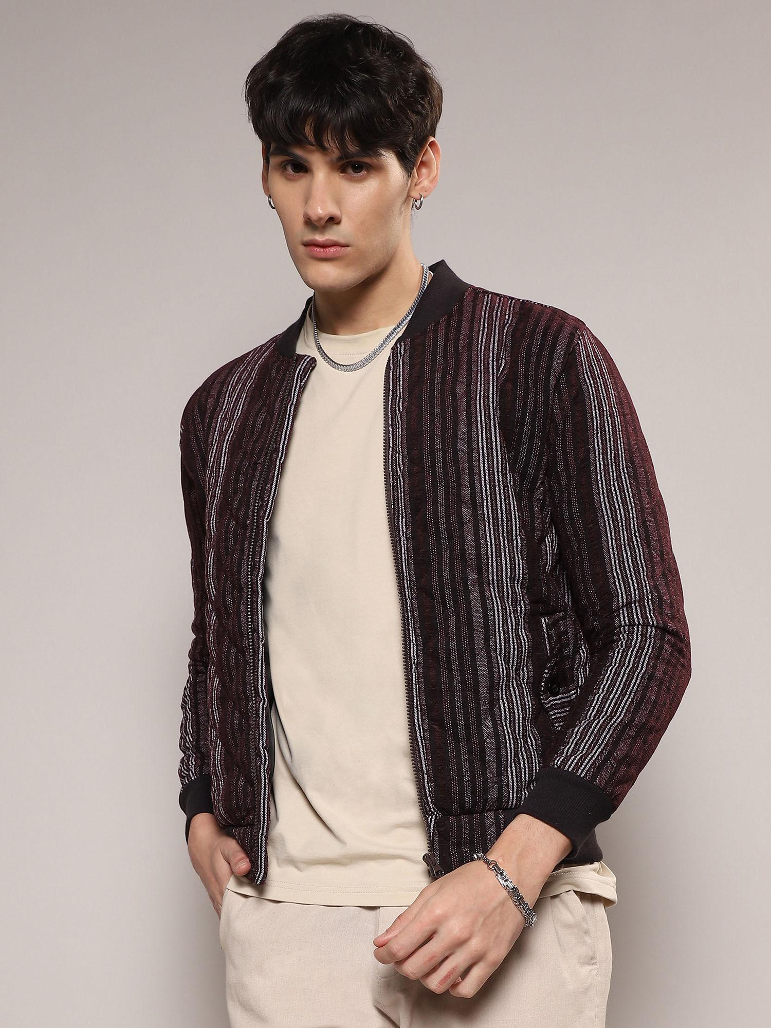 mens-charcoal-multi-color-striped-quilted-bomber-jacket