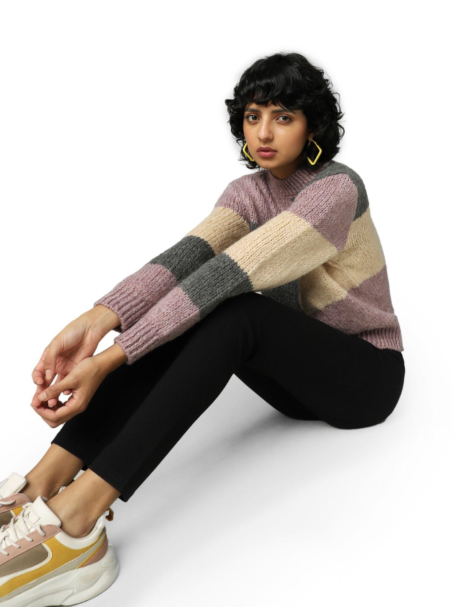 women-checkered-multicolor-sweater