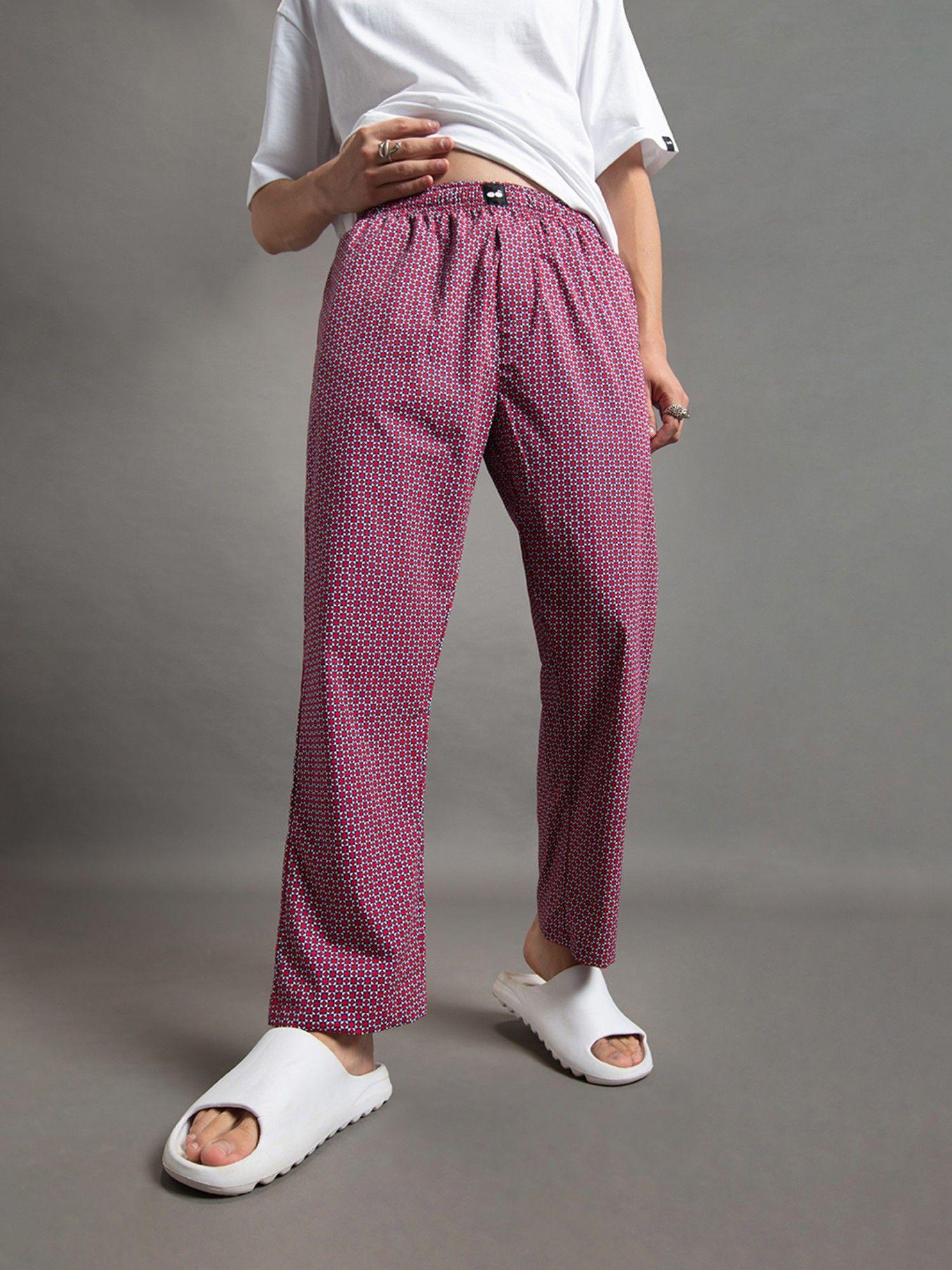 Mens Maroon All Over Printed Plus Size Pyjamas