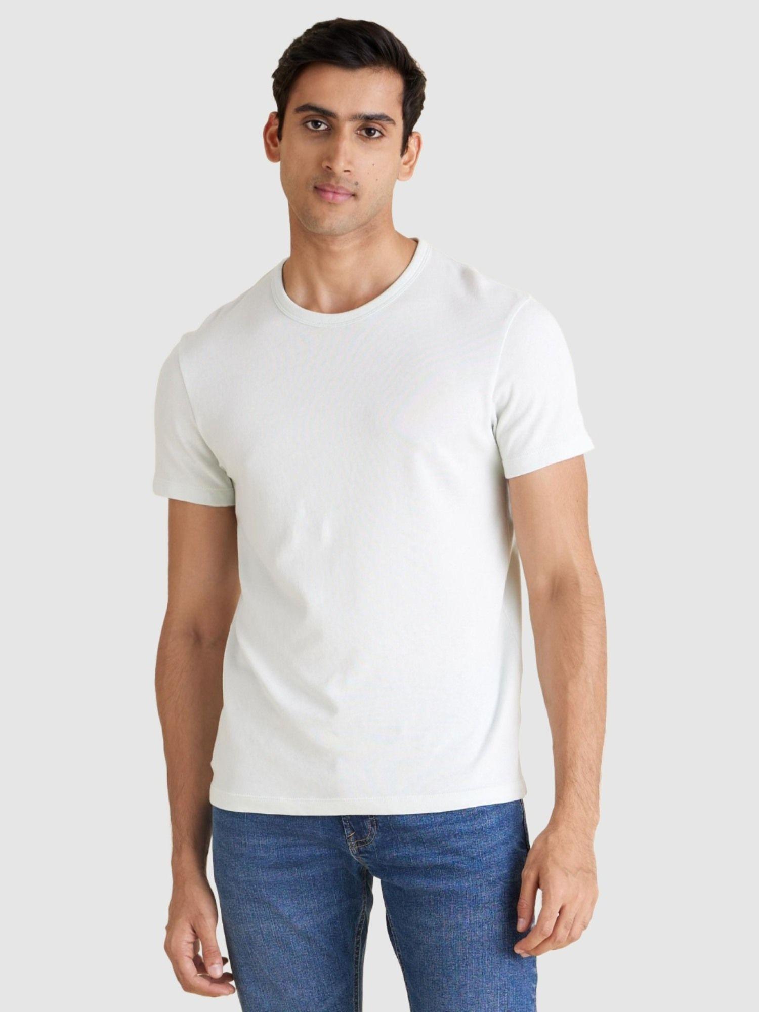 men-solid-white-short-sleeve-t-shirt