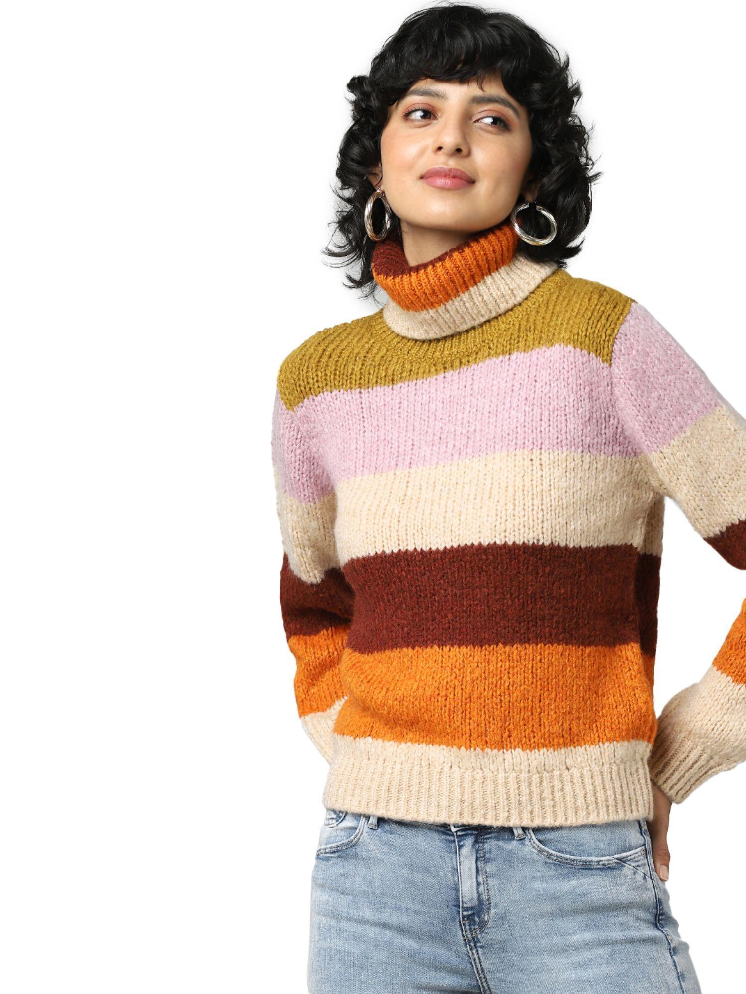 Women Color Block Multicolor Sweater