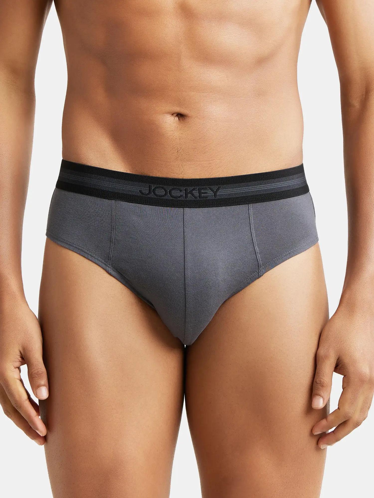 1010 Mens Super Cotton Solid Brief with Stay Fresh Properties-Black