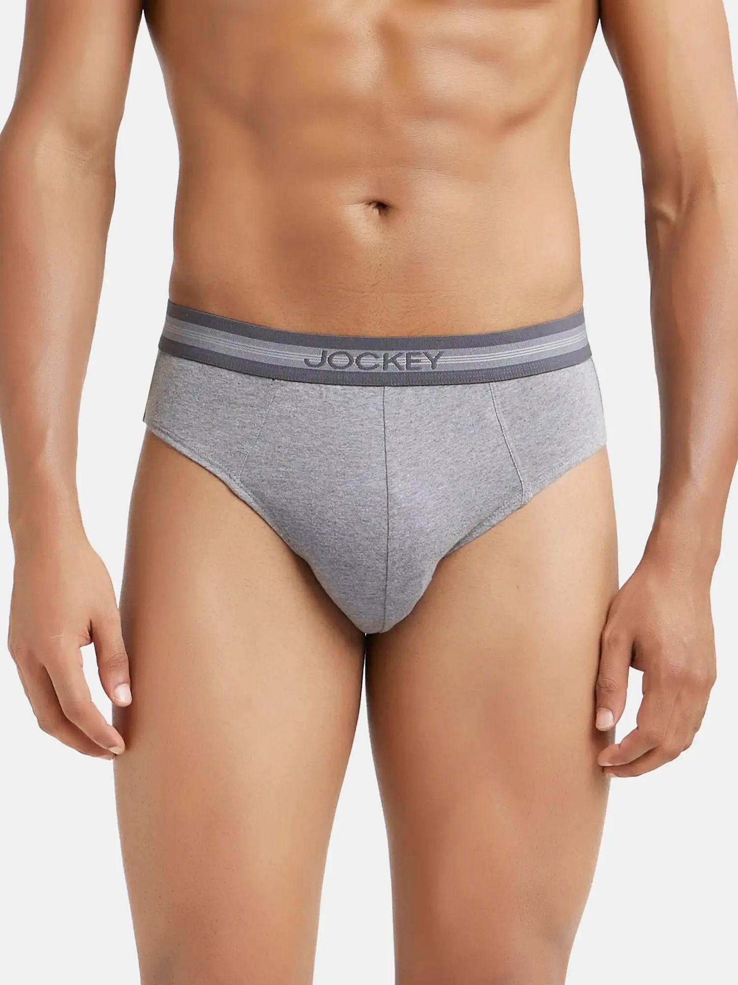 1010 Mens Super Cotton Solid Brief with Stay Fresh Properties-Grey