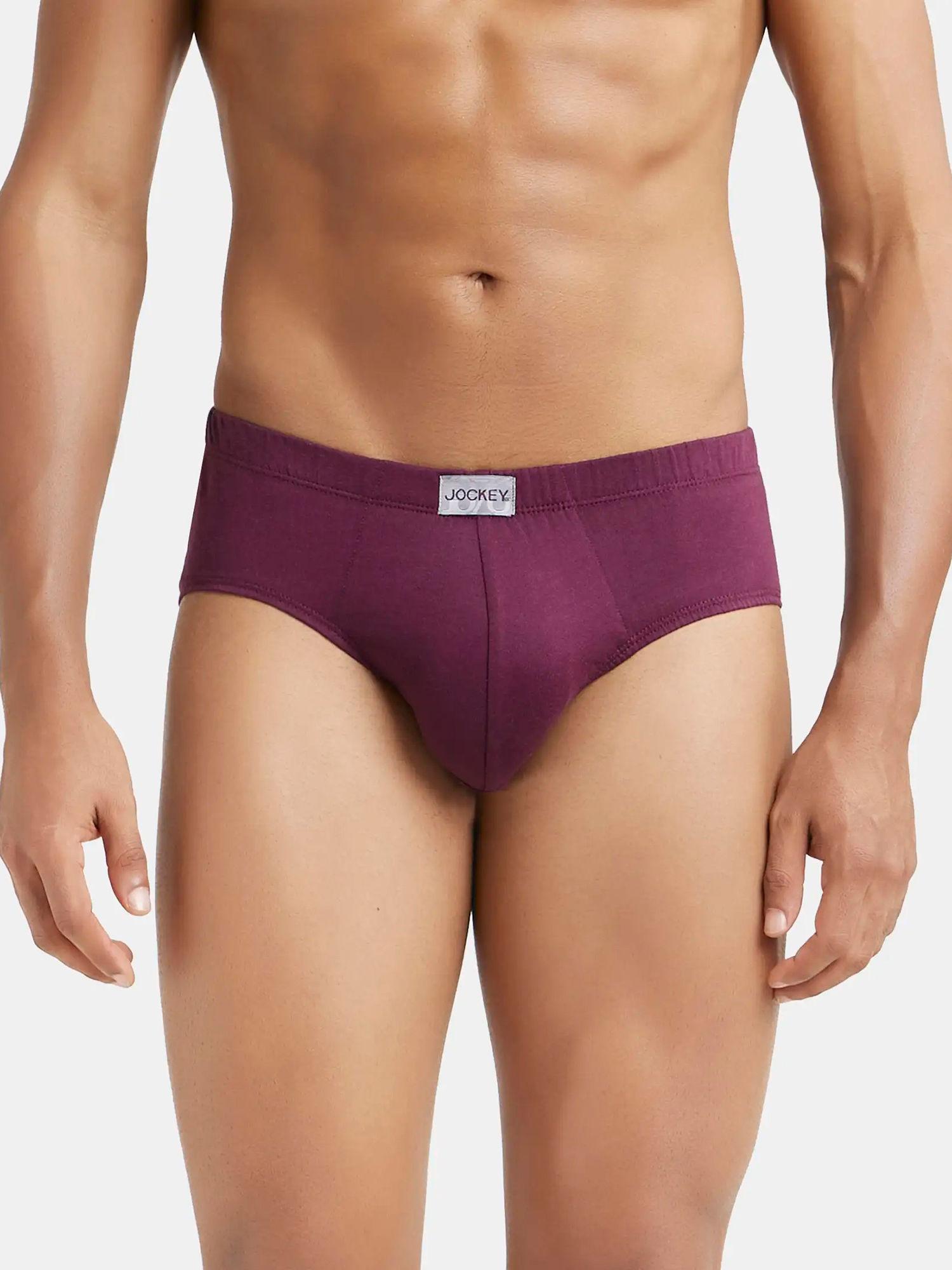 8035 Mens Super Cotton Solid Poco Brief with Ultrasoft Concealed Waistband-Wine