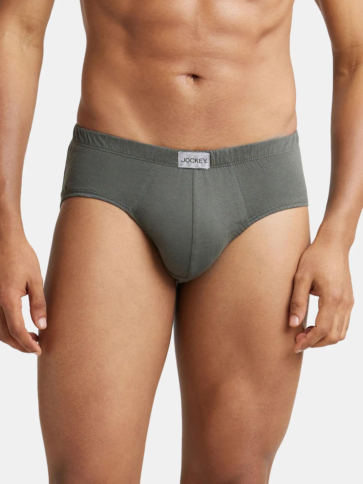 8035 Mens Super Cotton Solid Poco Brief with Ultrasoft Concealed Waistband-Olive