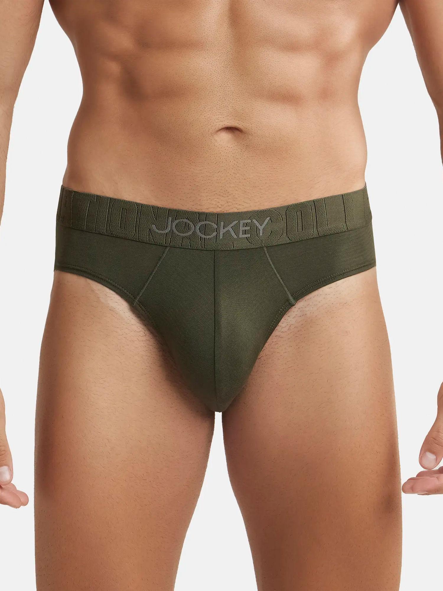 IC31 Mens Supima Cotton Solid Brief with Ultrasoft Waistband-Olive