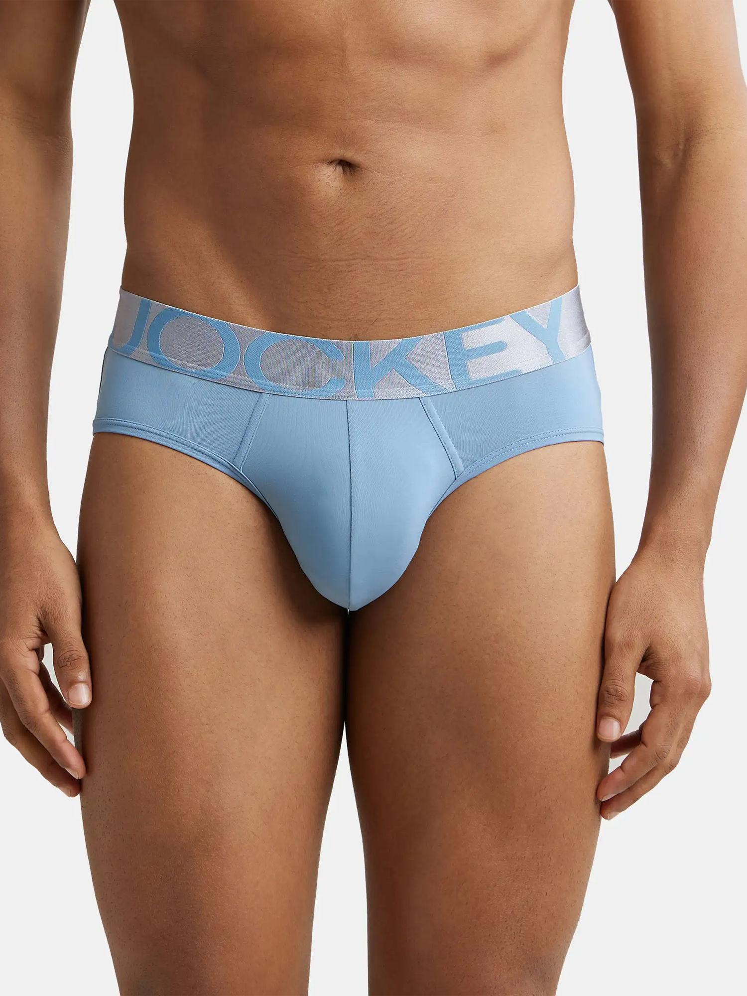Ic27 Men Microfiber Stretch Solid Brief With Moisture Move Treatment - Blue