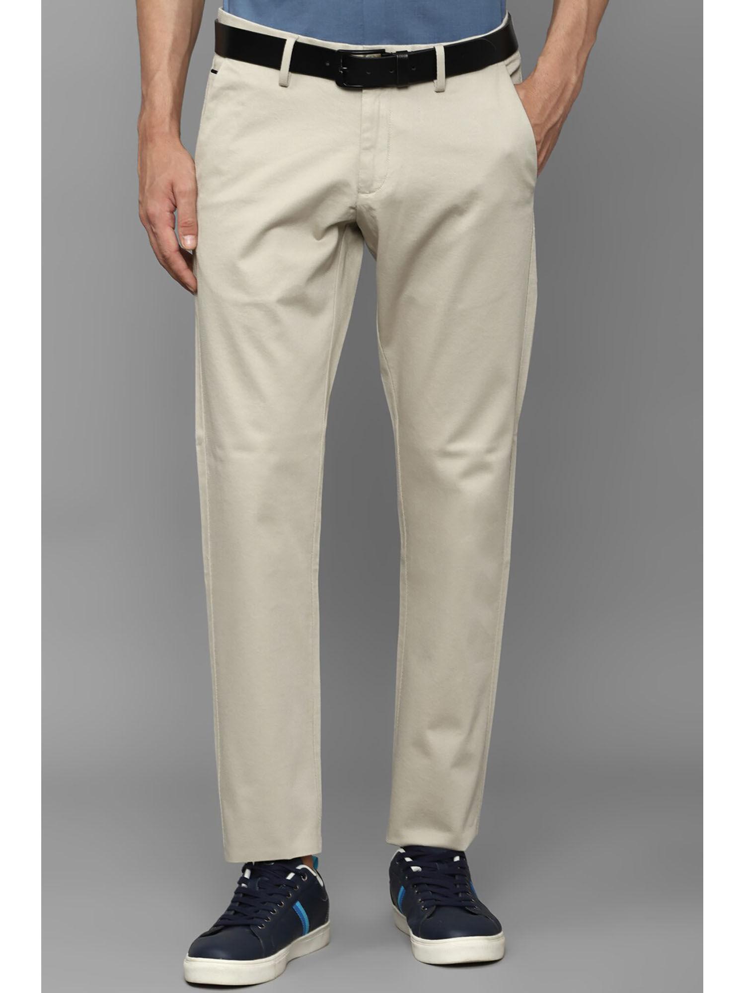 men-cream-slim-fit-solid-casual-trousers