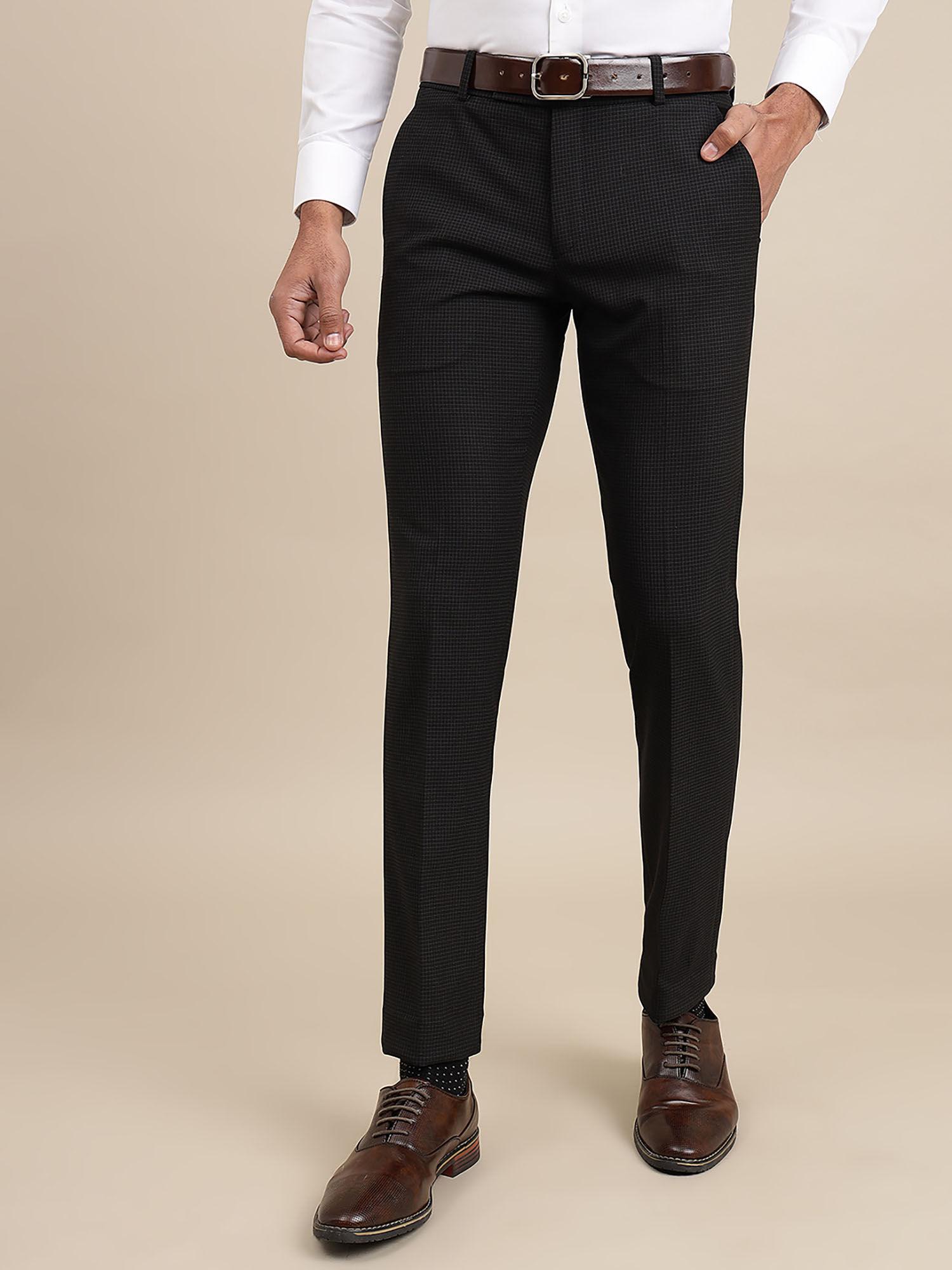 Super Slim Fit Checked Formal Trousers for Men