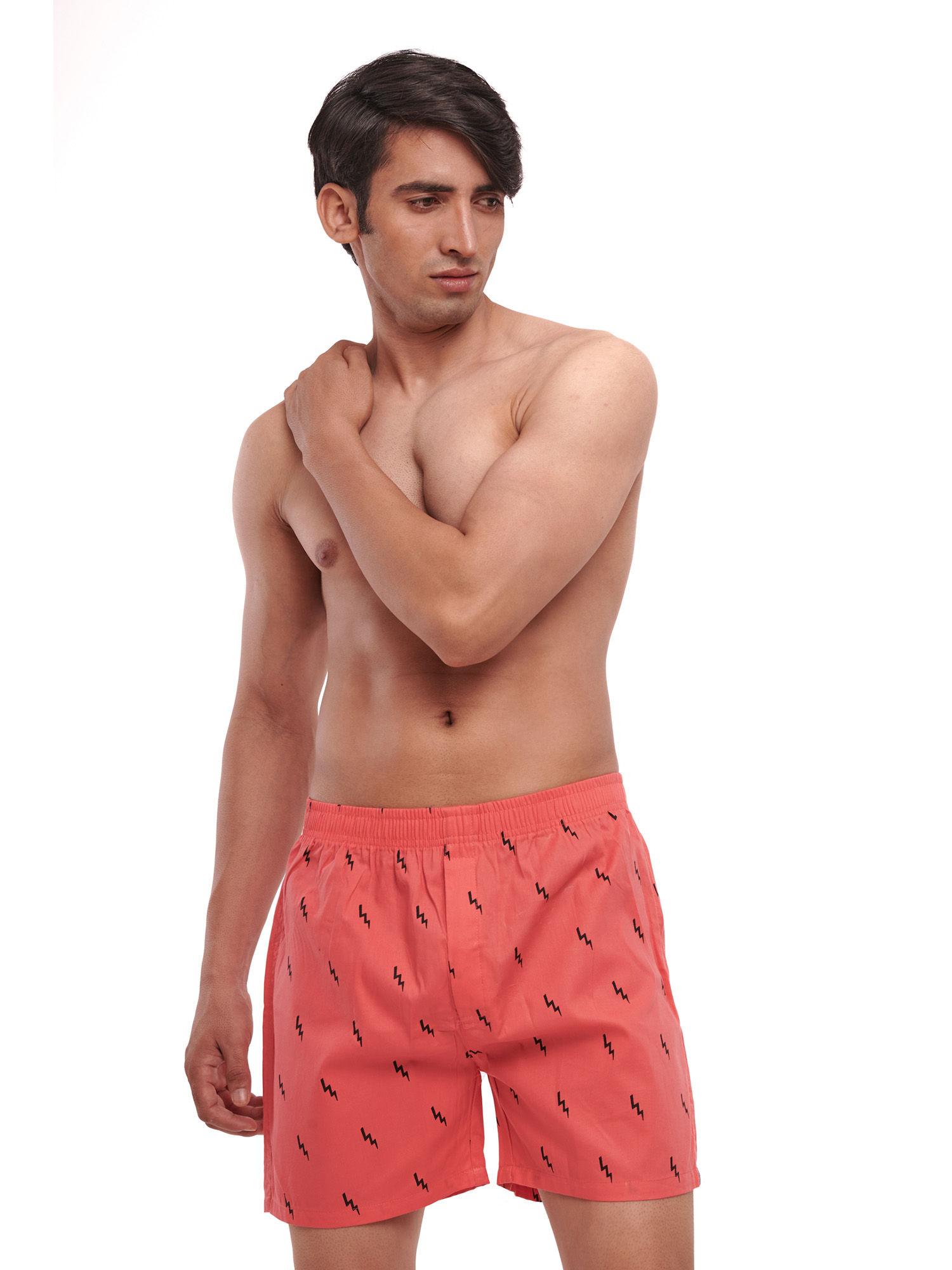 Men's Cotton Printed Boxer Shorts-red Red