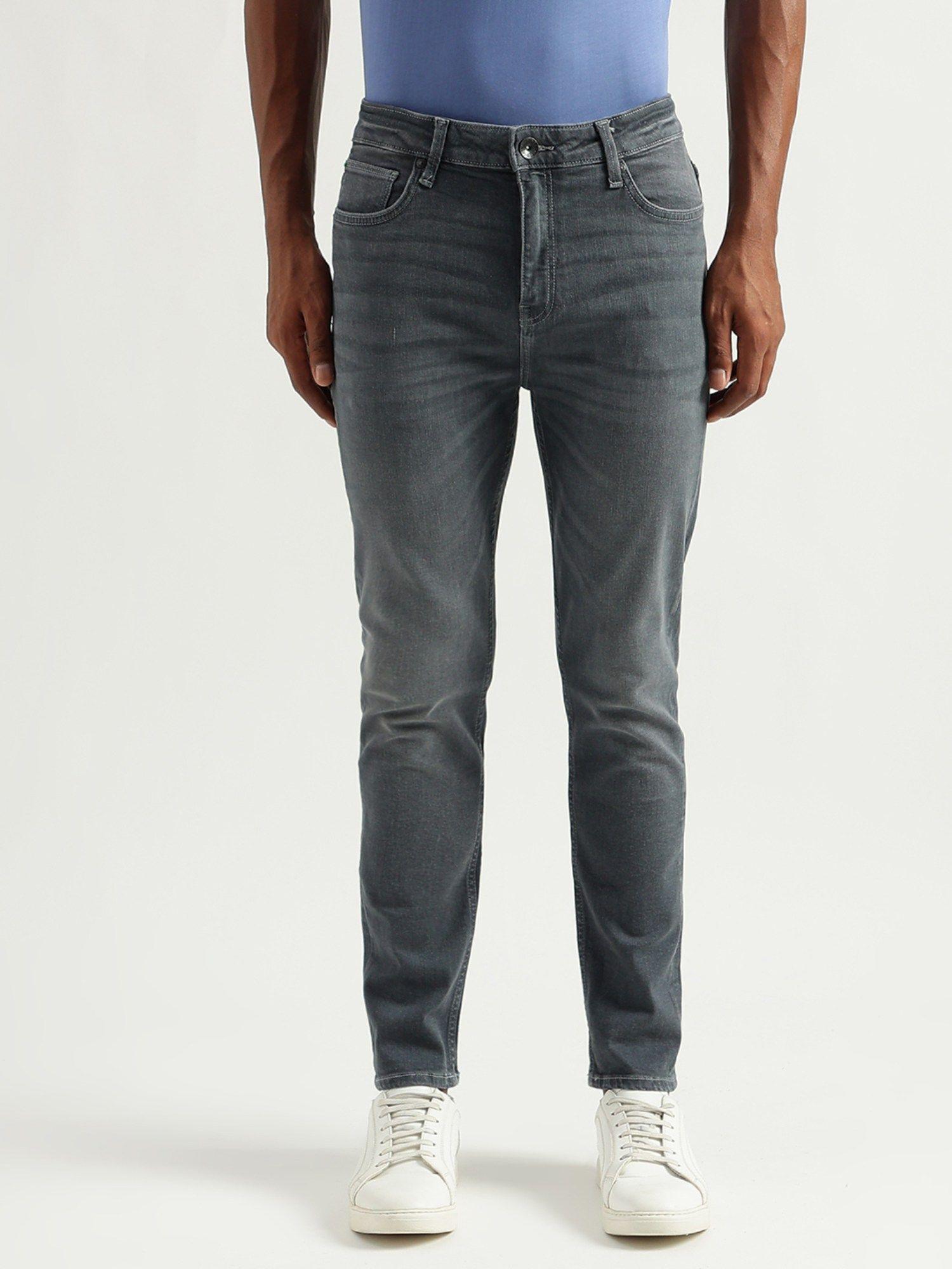 Mens Solid Low Crotch Jeans