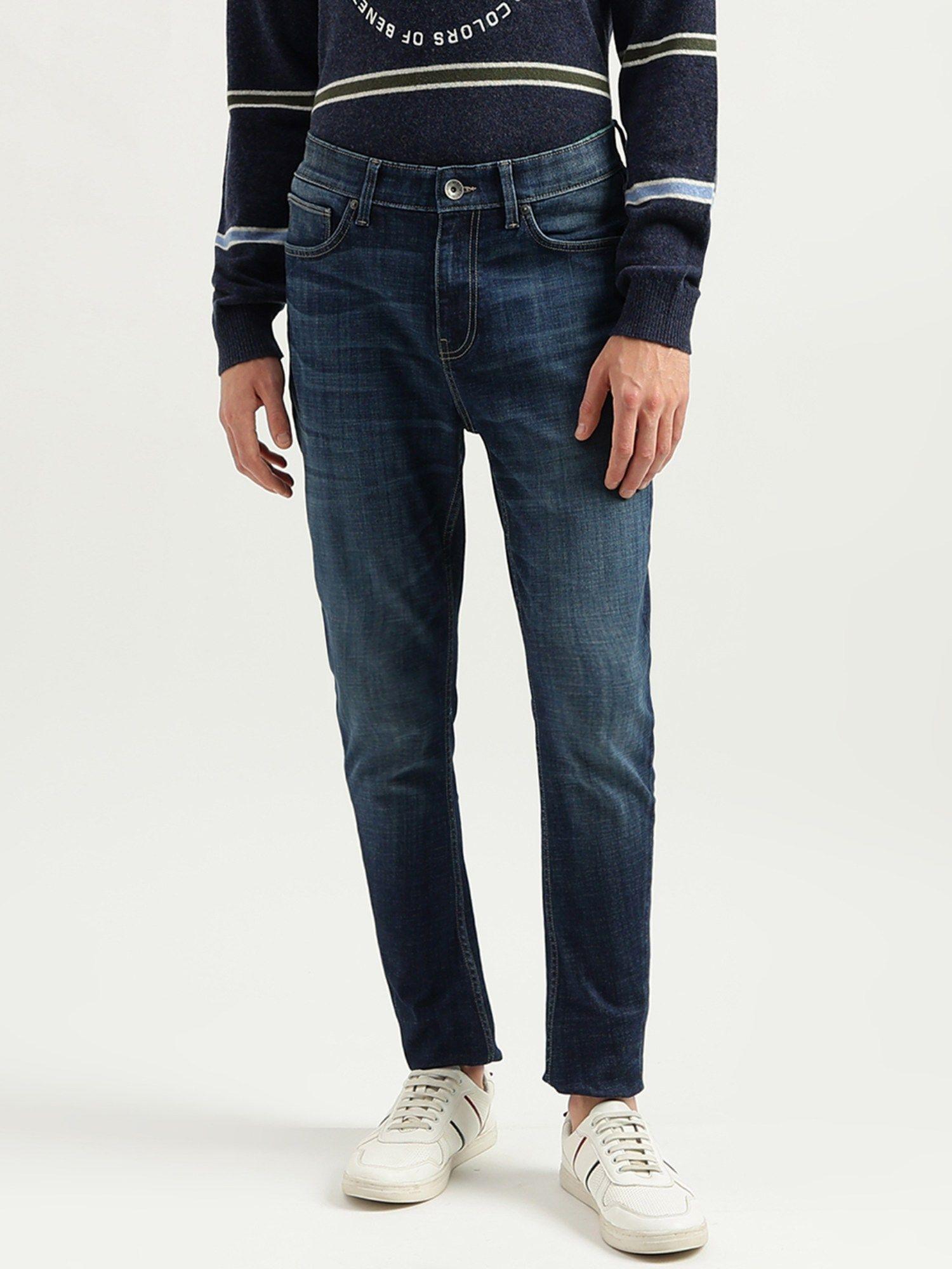 Mens Solid Carrot Fit Jeans