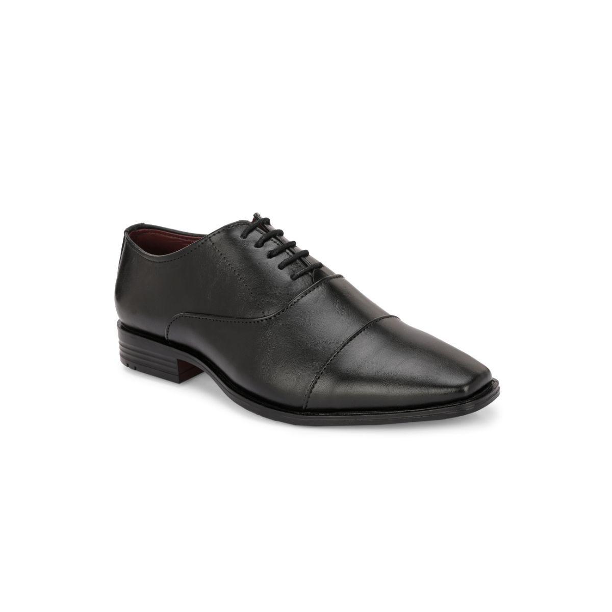 Synthetic Black Laceup Formal Shoes- Black