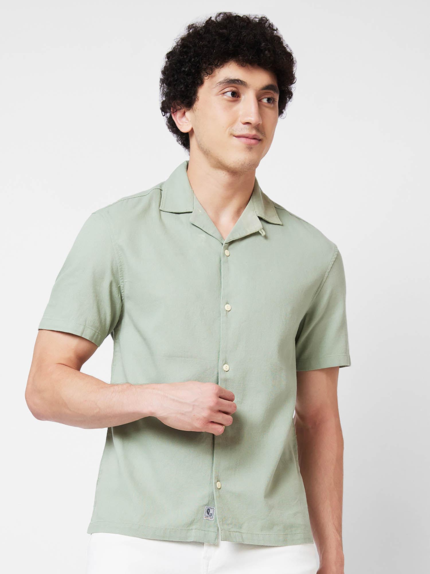 green-solid-half-sleeve-shirt-for-men
