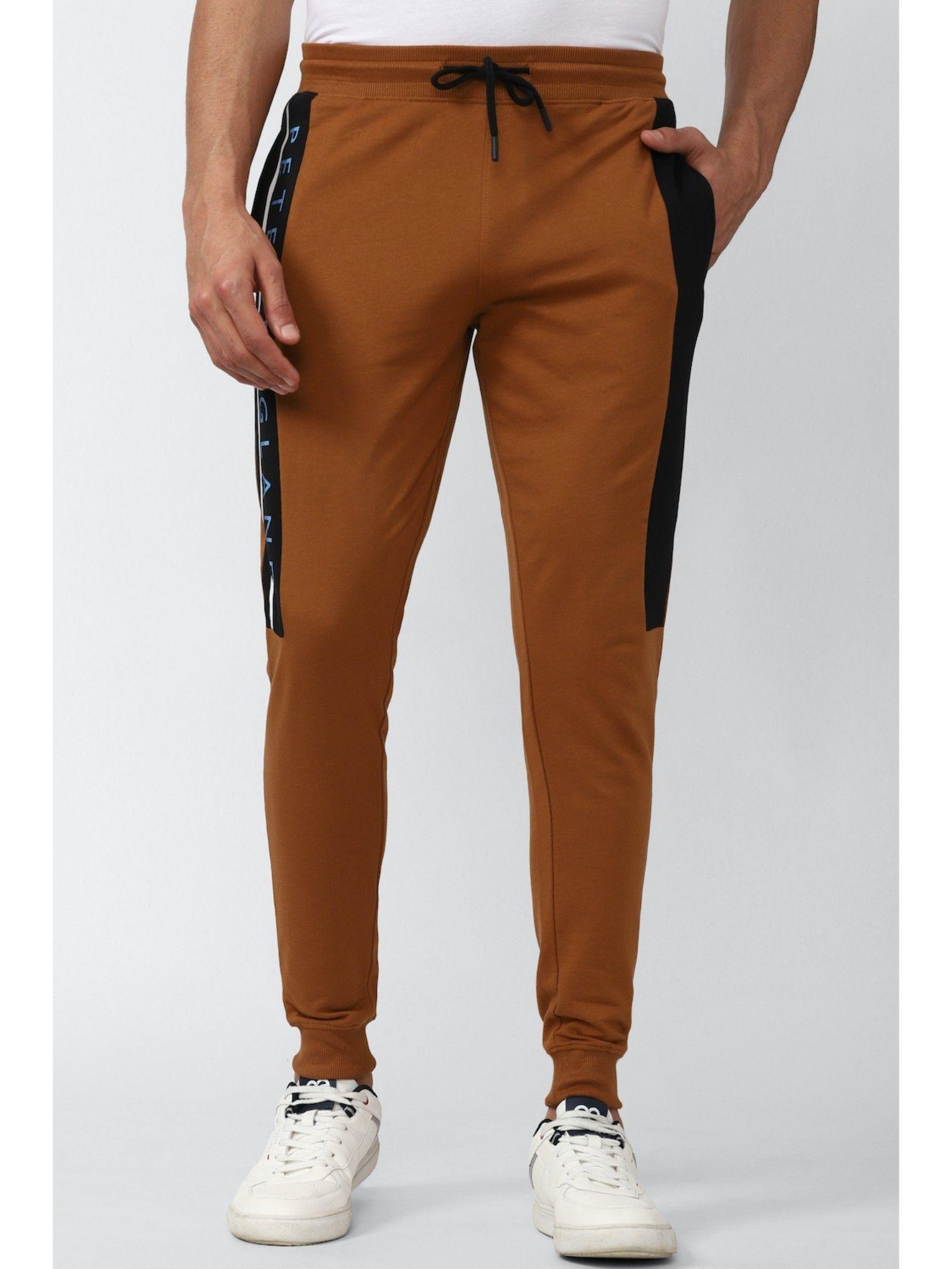 men-brown-print-casual-track-pants
