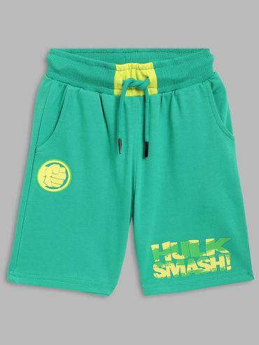 Boys Green Printed Shorts