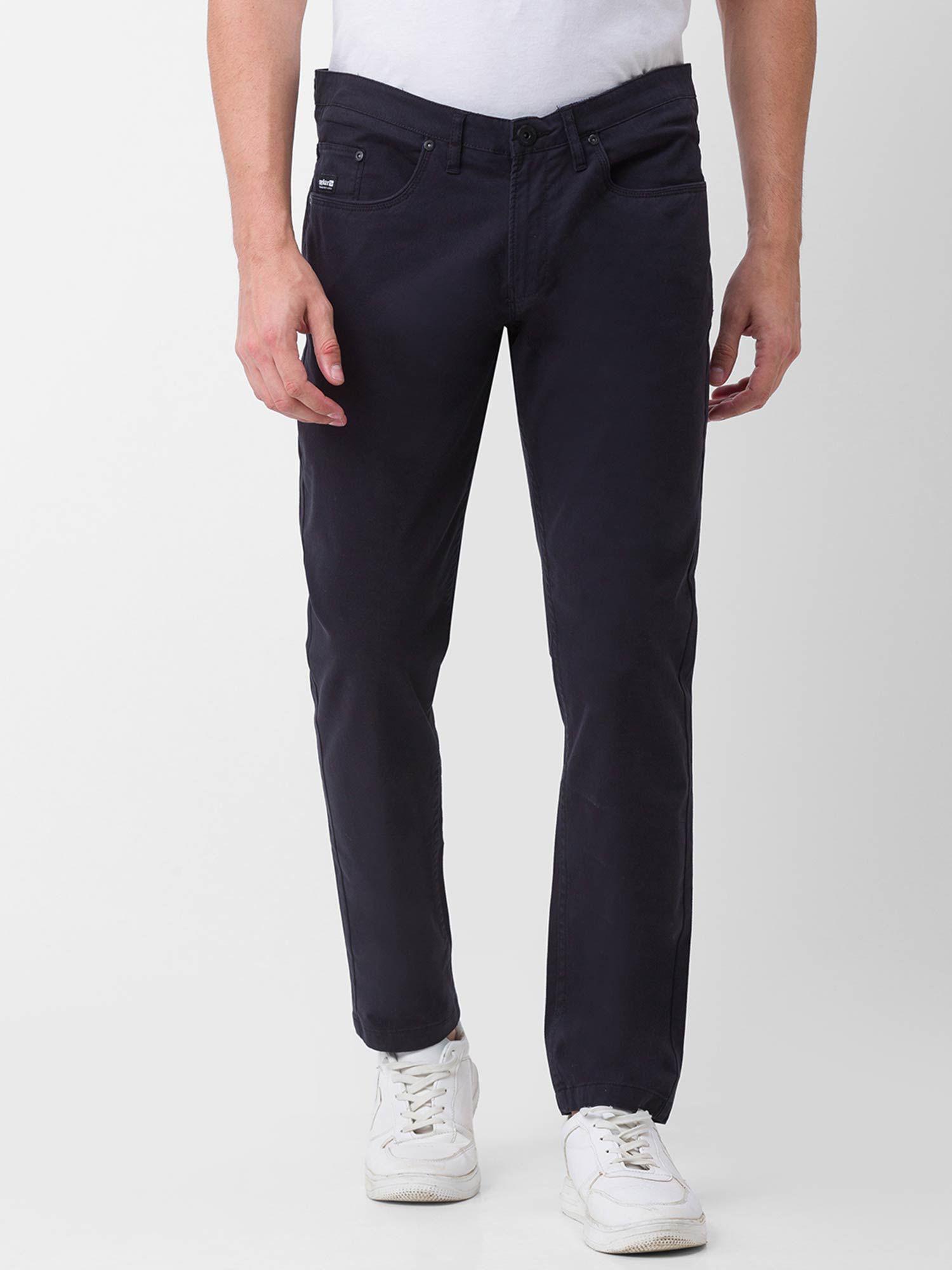 black-cotton-slim-fit-tapered-length-trousers-for-men