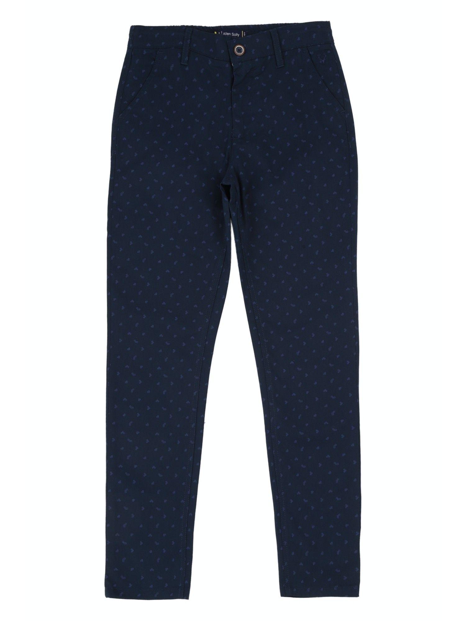 Boys Navy Printed Trousers