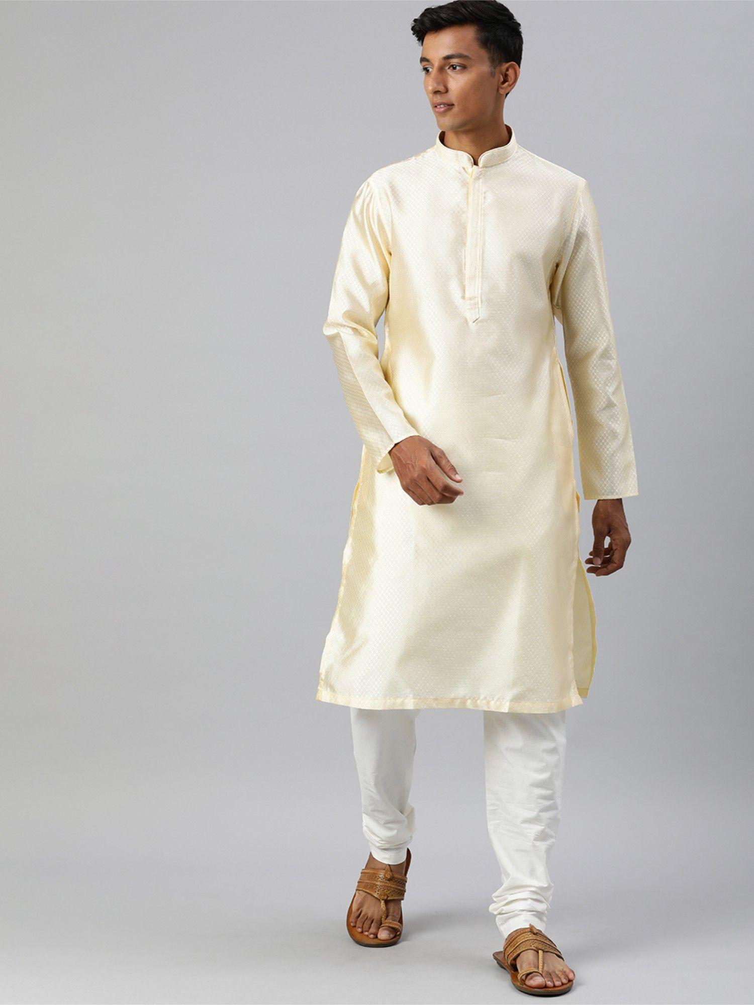 beige-embroidered-art-silk-full-sleeves-kurta-(set-of-2)