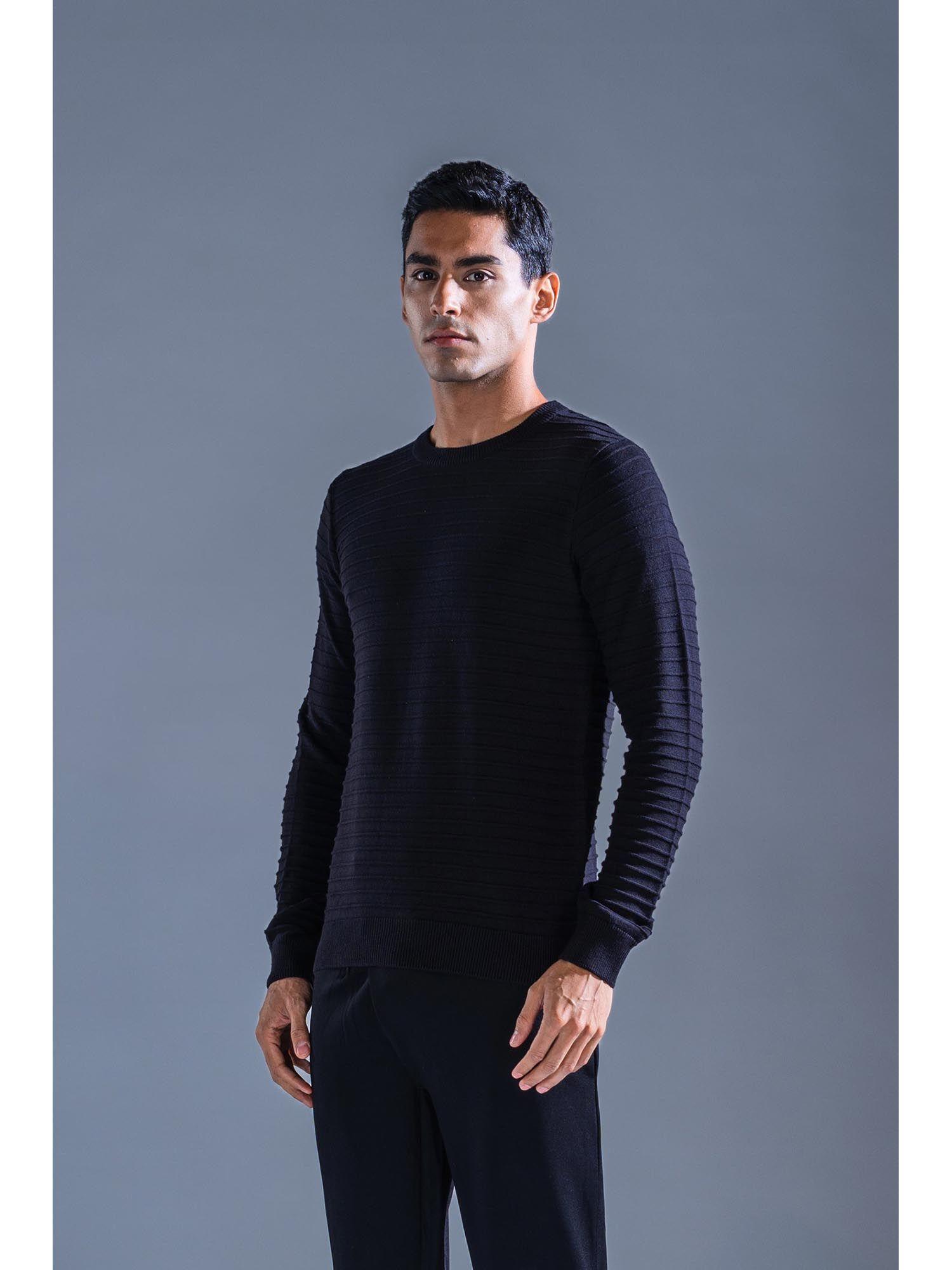 black-cotton-knit-sweater-classic-pull-over