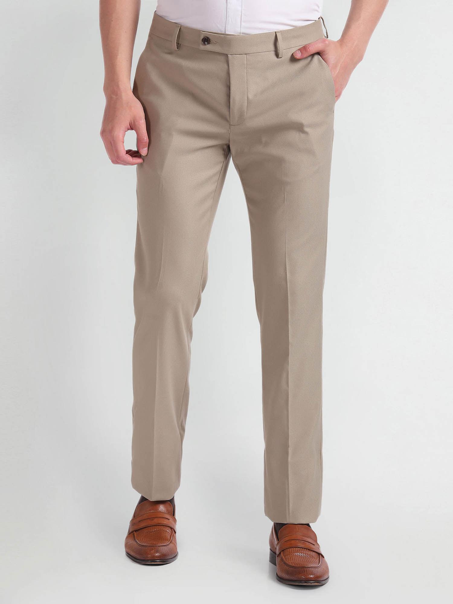 Geometric Patterned Dobby Smart Flex Formal Trousers