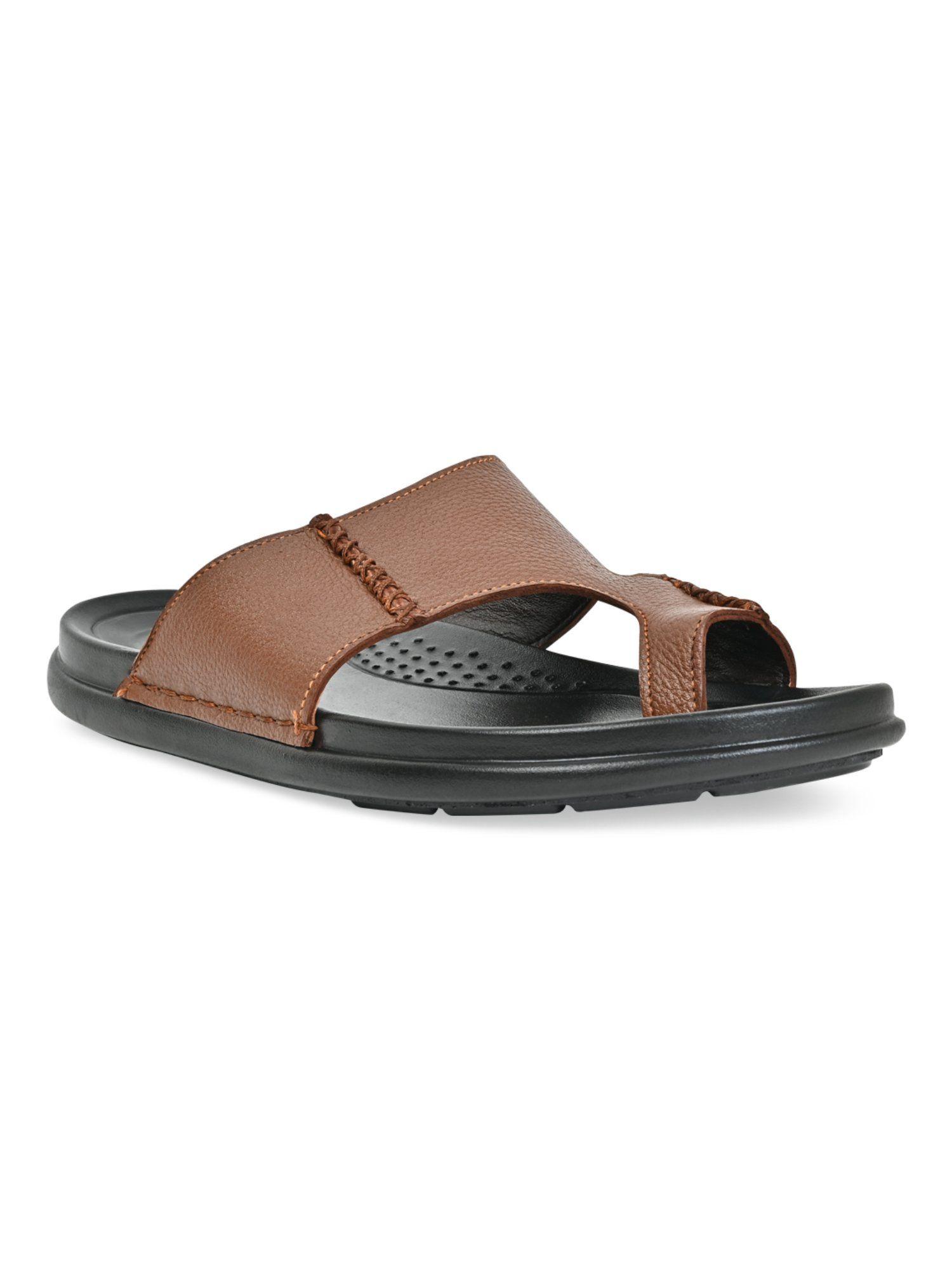 Tan Men Casual Leather Sandals