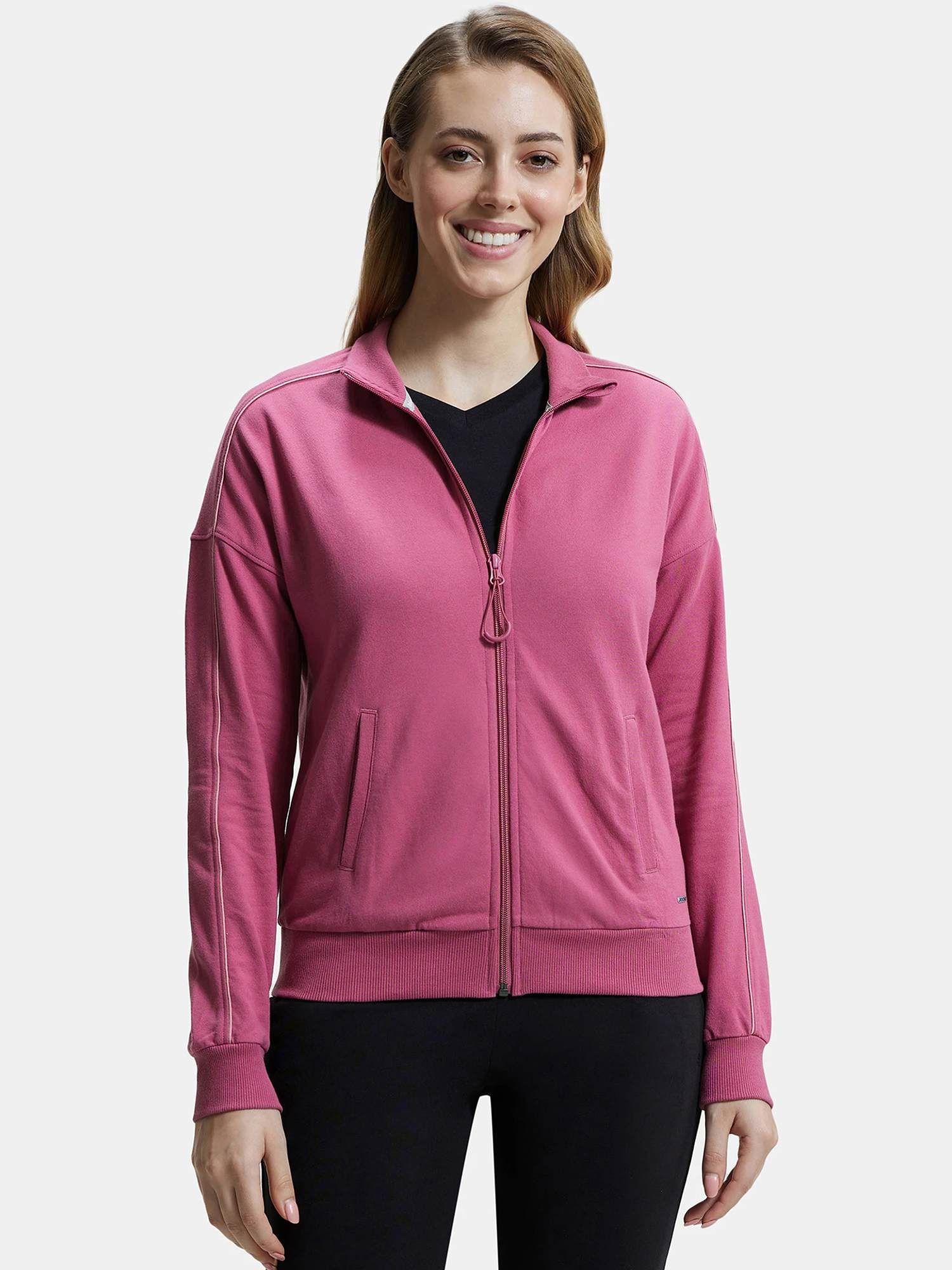 a111-women-super-combed-cotton-drop-shoulder-styled-jacket---rose