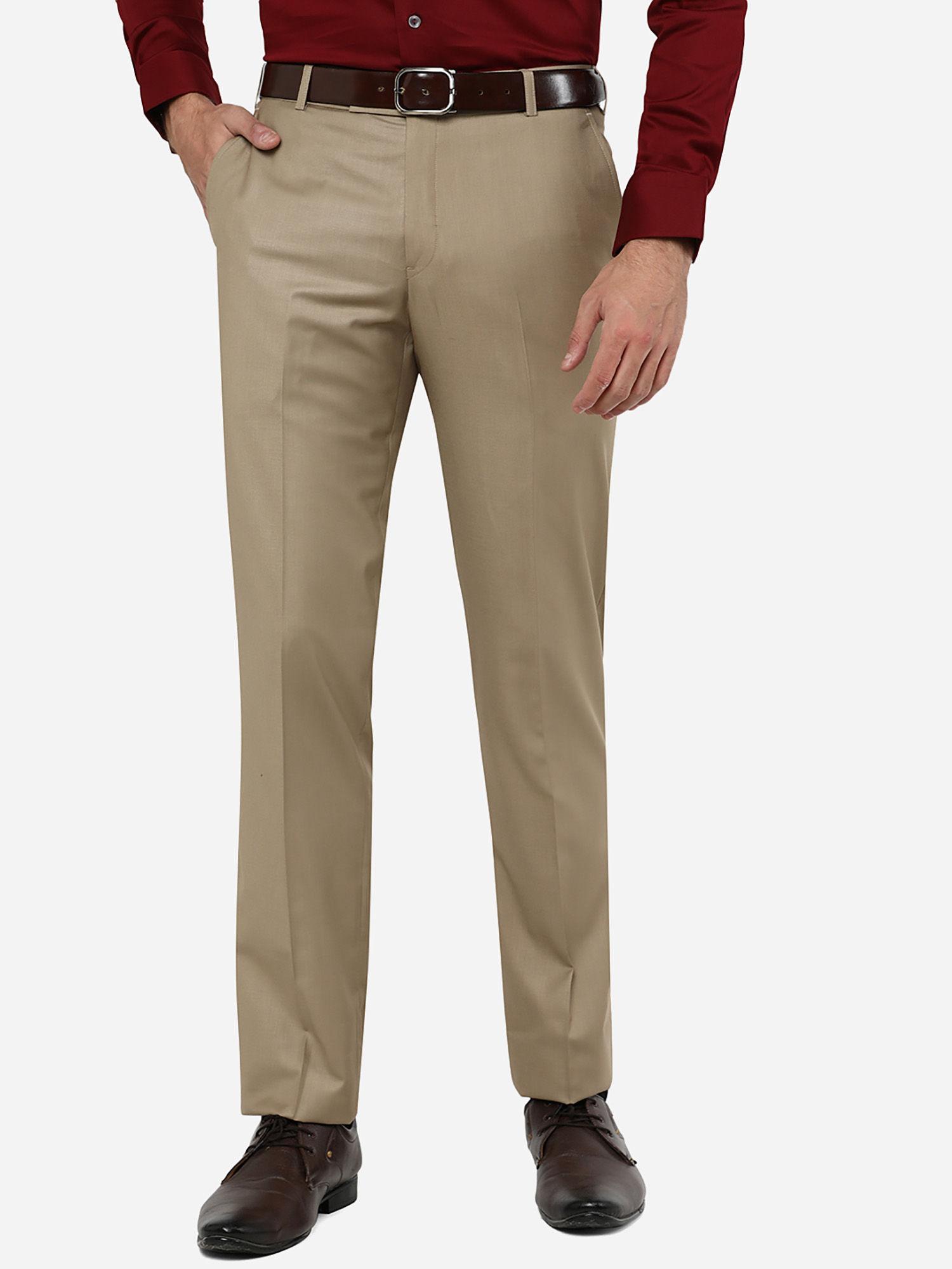 men's-solid-khaki-terry-wool-slim-fit-formal-trouser
