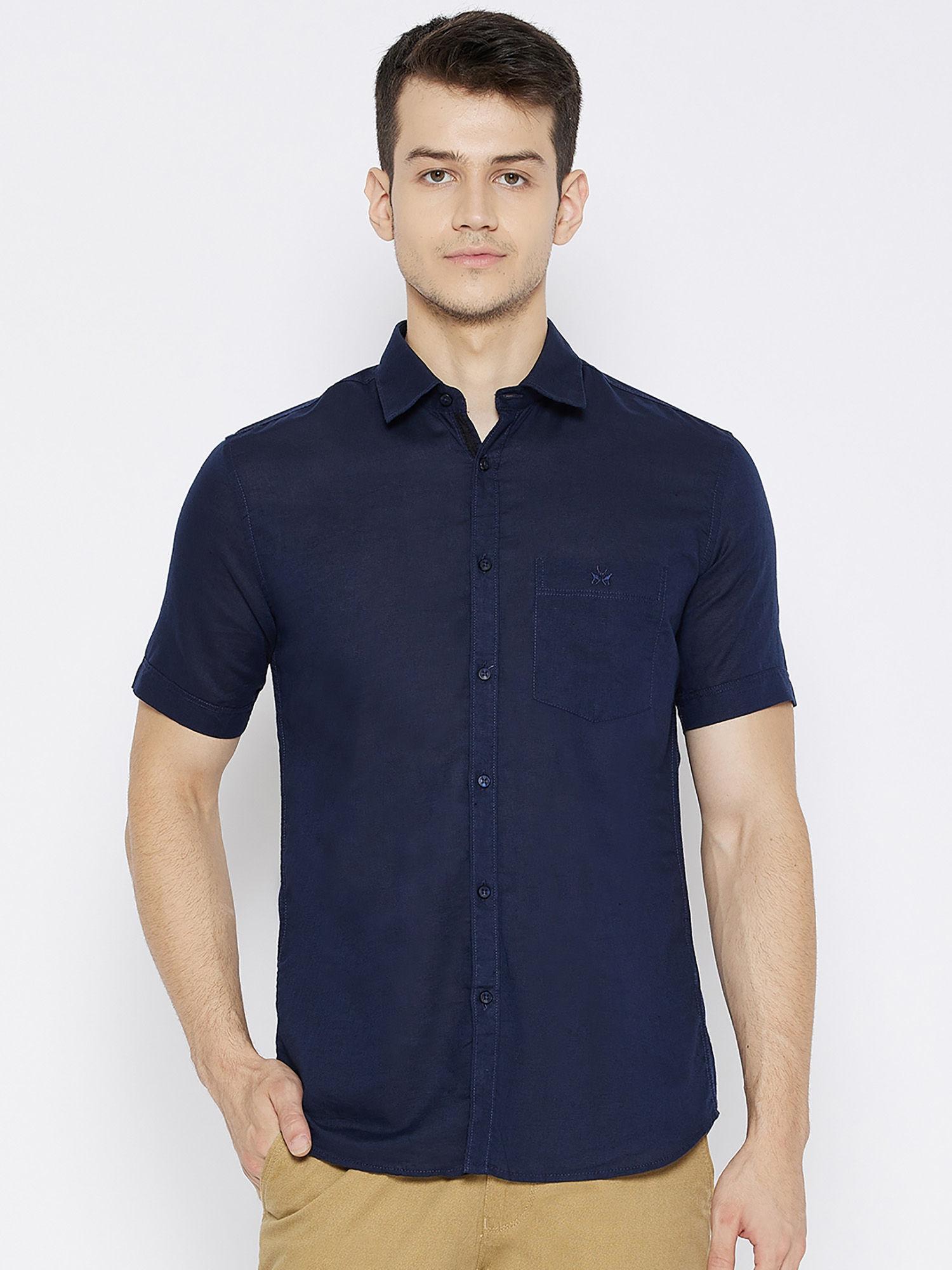 mens-navy-blue-solid-shirt
