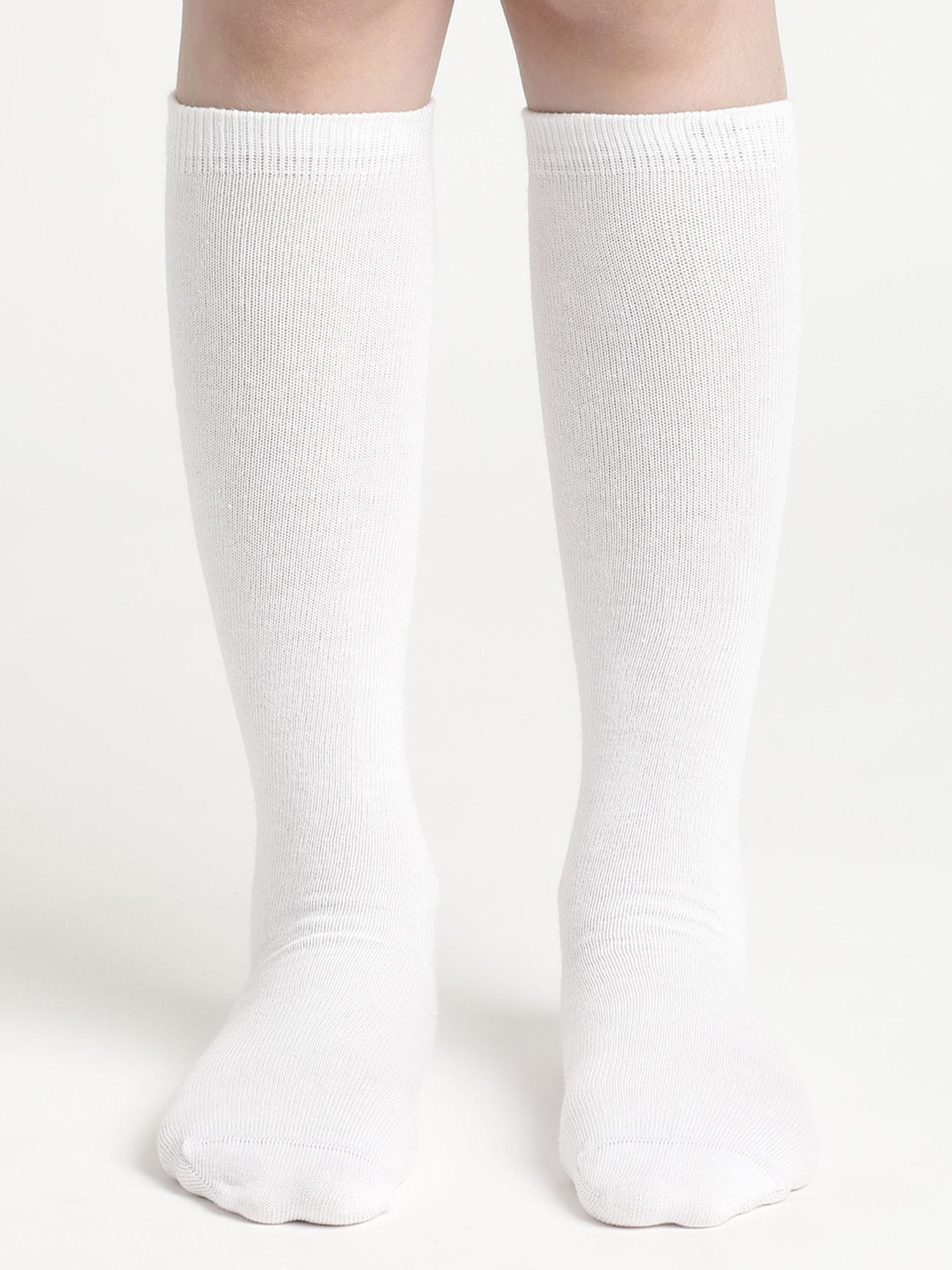 7902 Unisex Cotton Nylon Stretch Knee Length Socks - White