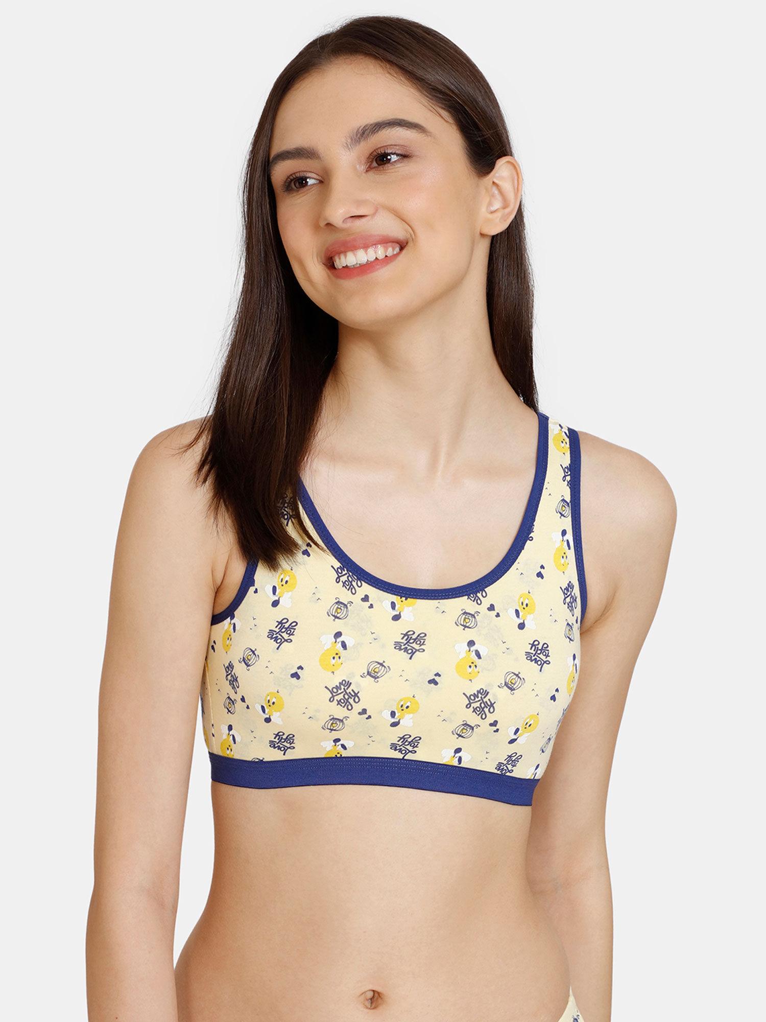 Girls Double Layered Non Wired Full Coverage Bralette Love Yellow