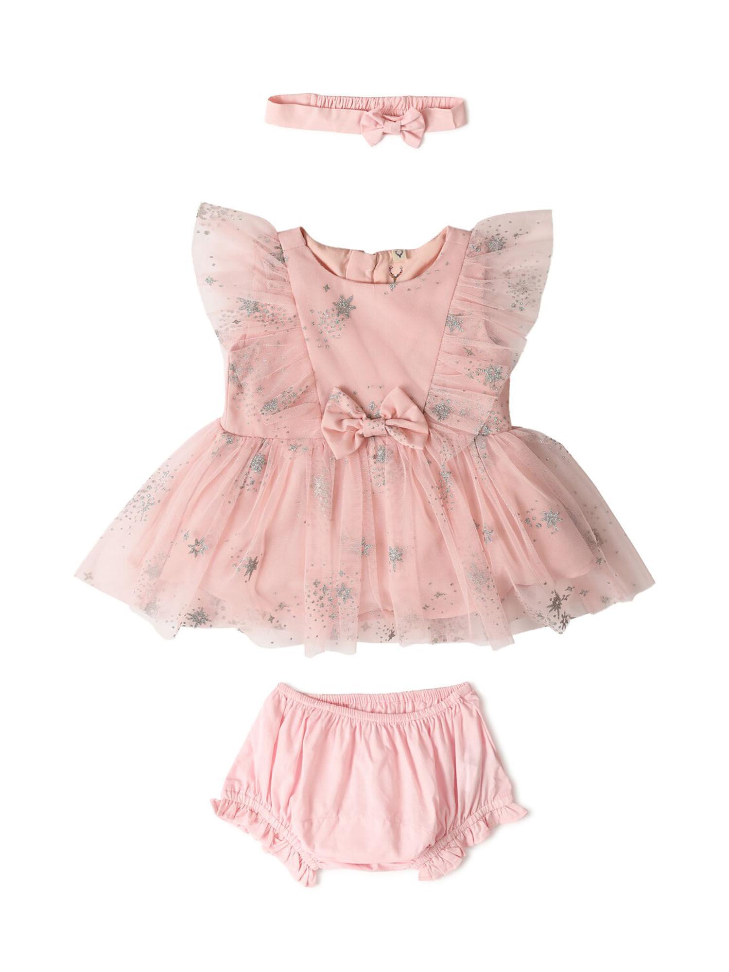 girls-pink-embellished-regular-fit-party-dress-(set-of-3)