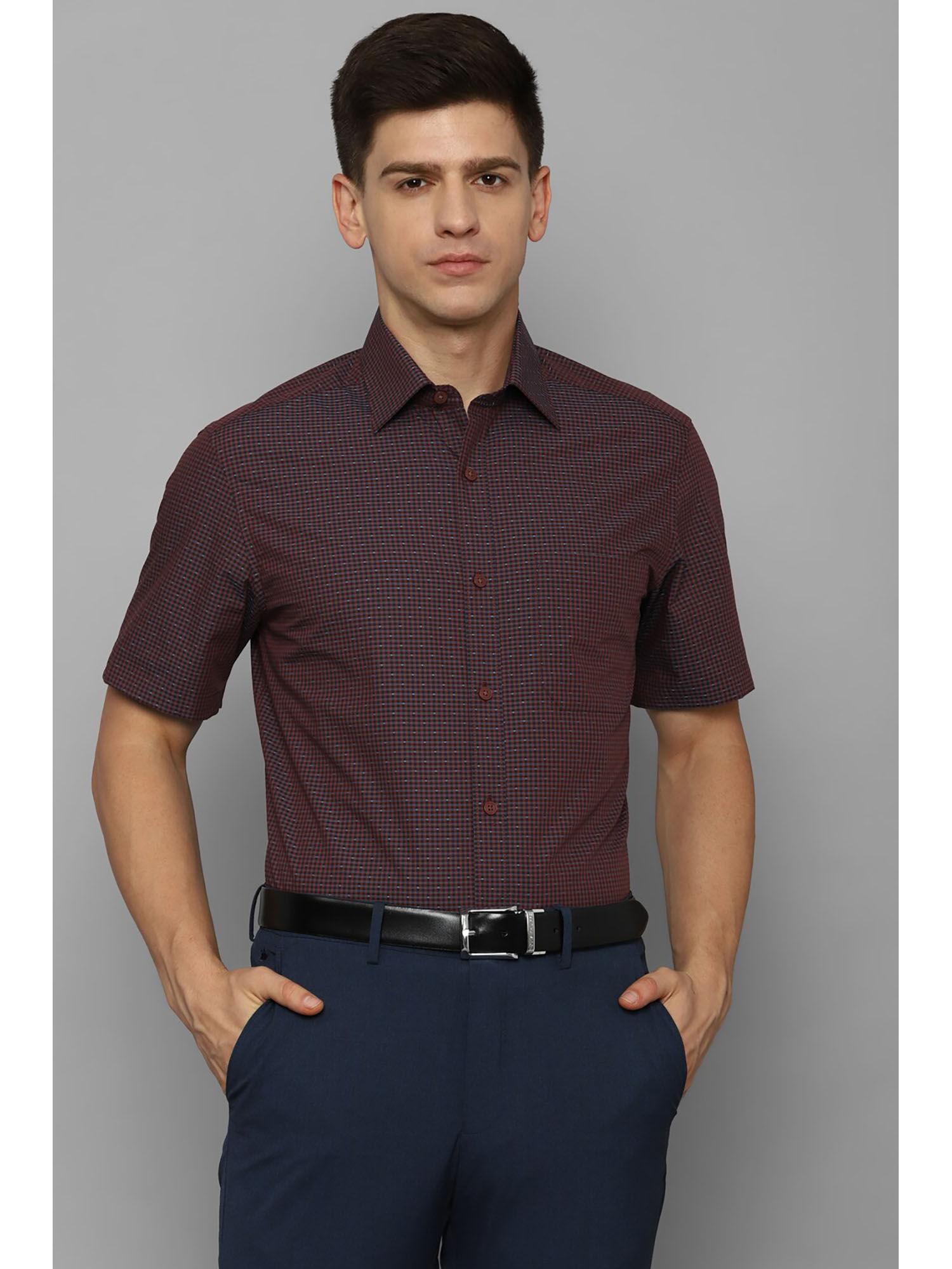 men-brown-classic-fit-print-half-sleeves-formal-shirt