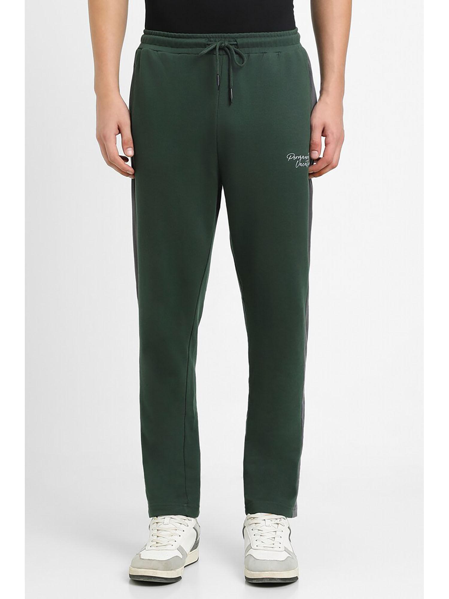 green-solid-track-pant