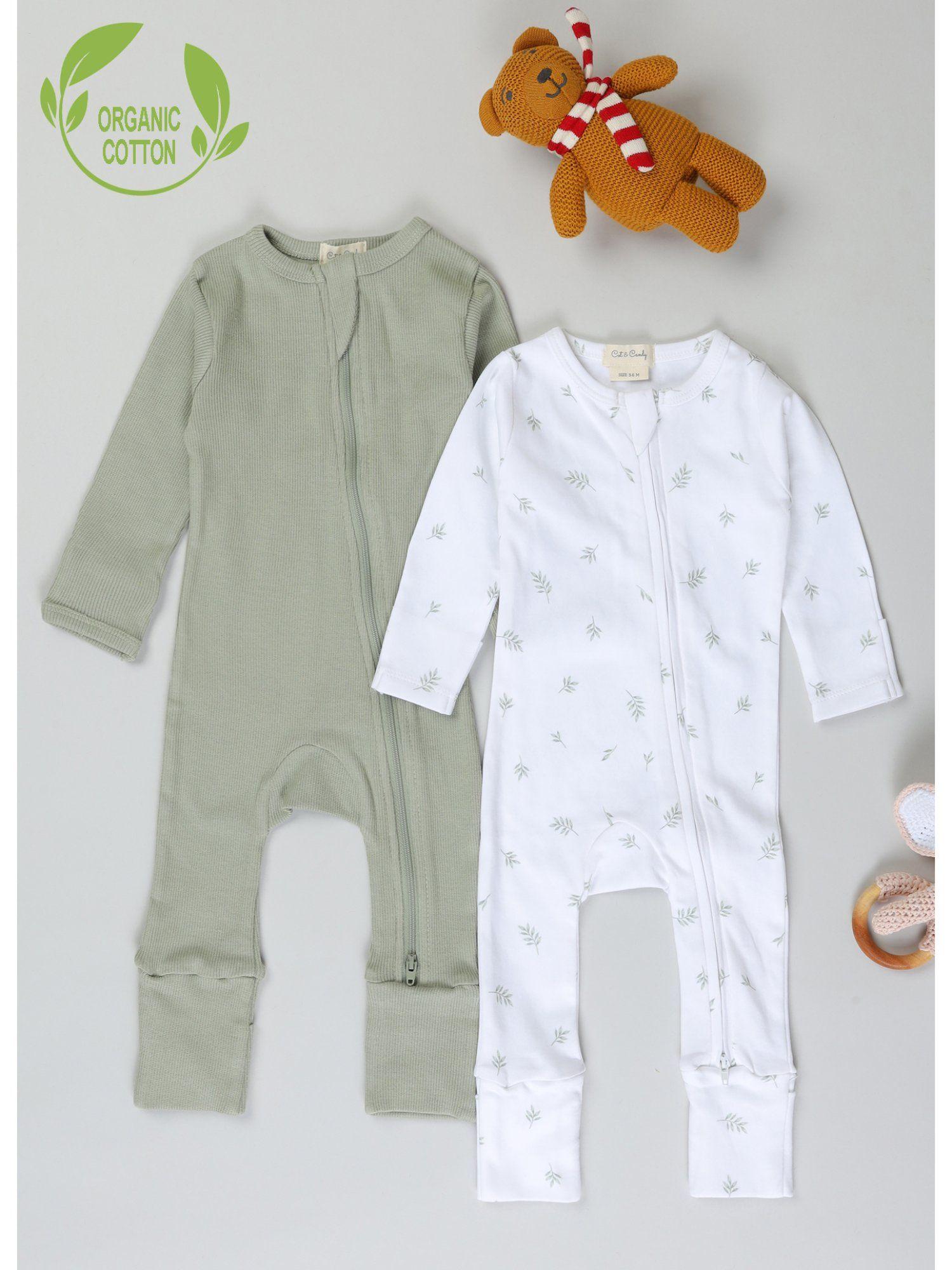 Full Sleeve Organic Cotton Kids Printed Zipsuit (Pack of 2)