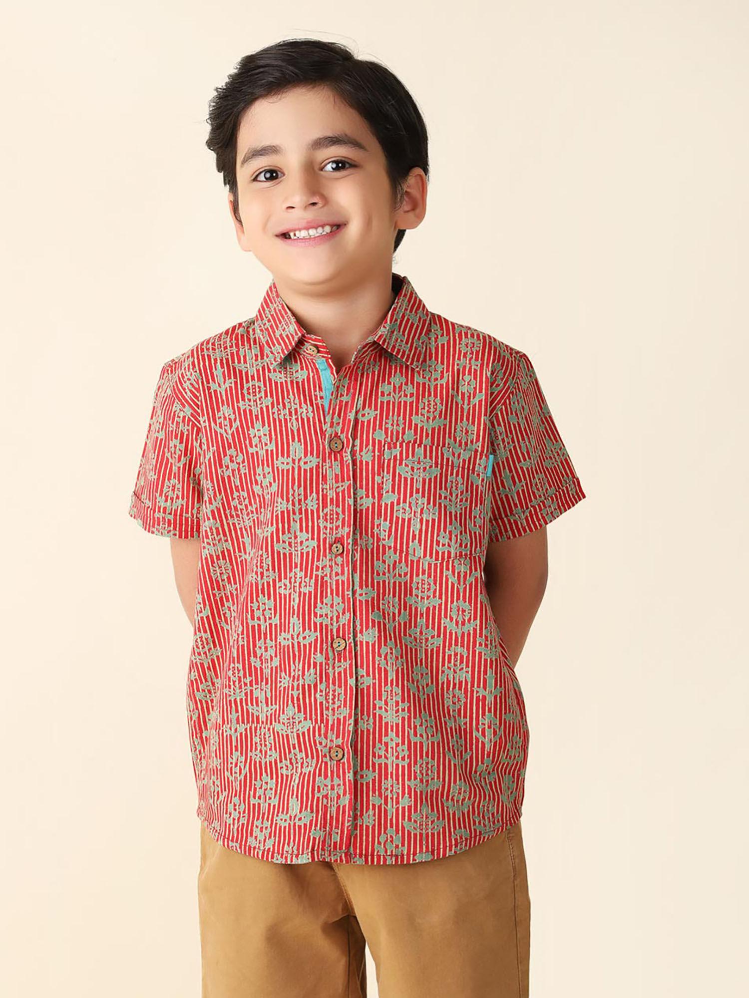 Red Cotton Printed Shirt