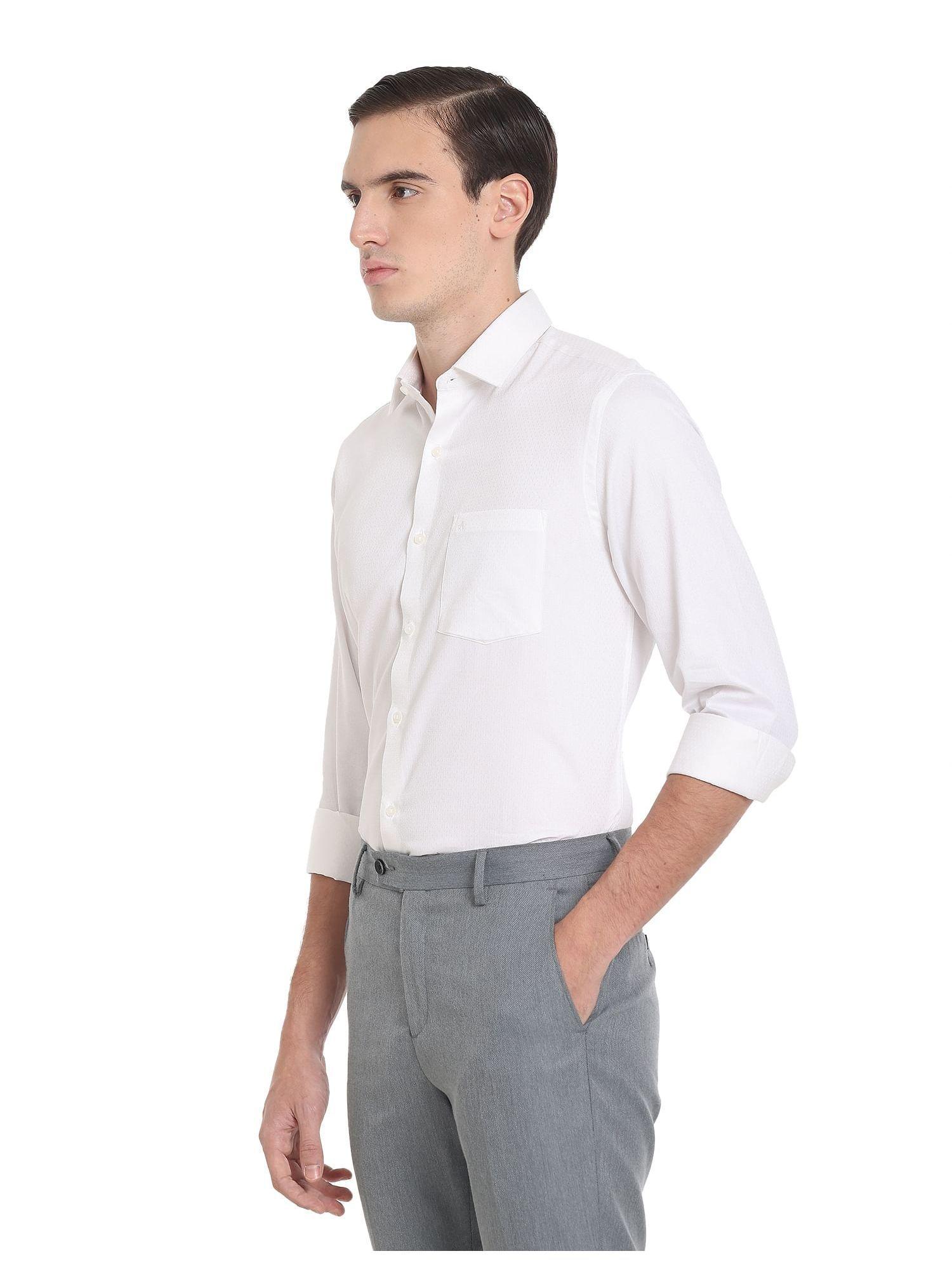 White Patterned Dobby Formal Shirt
