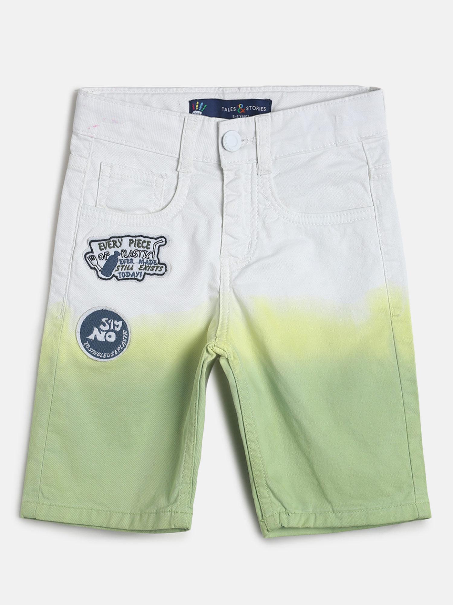 Boys Green Lycra Shaded Bermuda Shorts