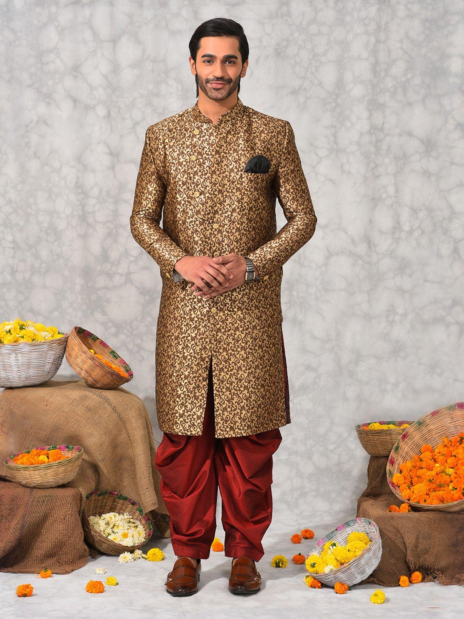men-party-wear-sherwani-and-salwar-brown-(set-of-2)