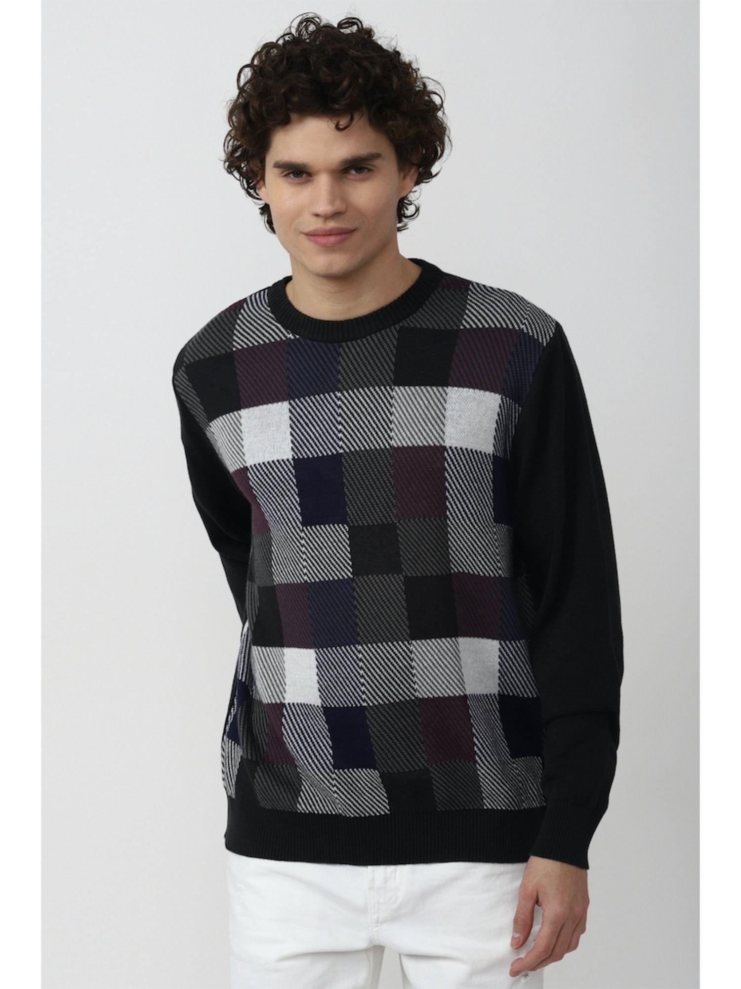 check-black-check-sweater-tops