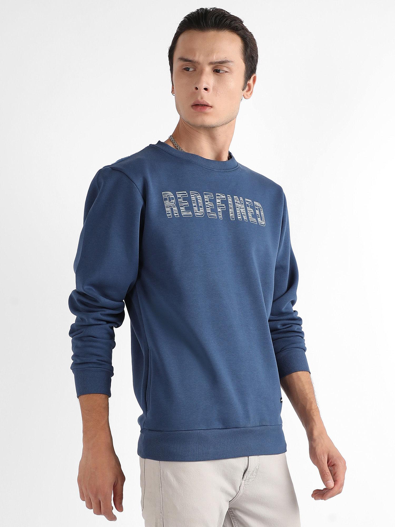 Men Blue Refined Pullover Sweatshirt