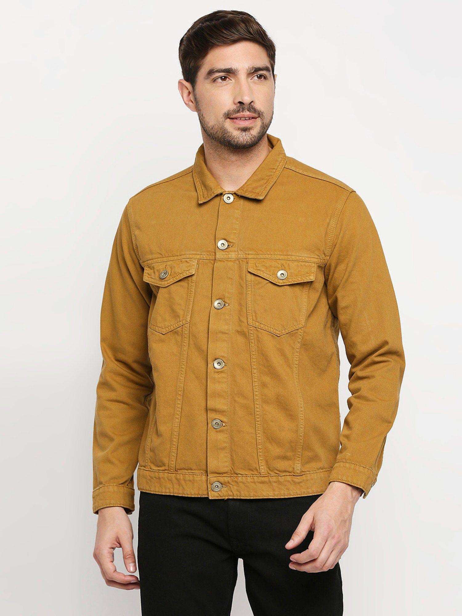 khaki-cotton-slim-fit-denim-jacket