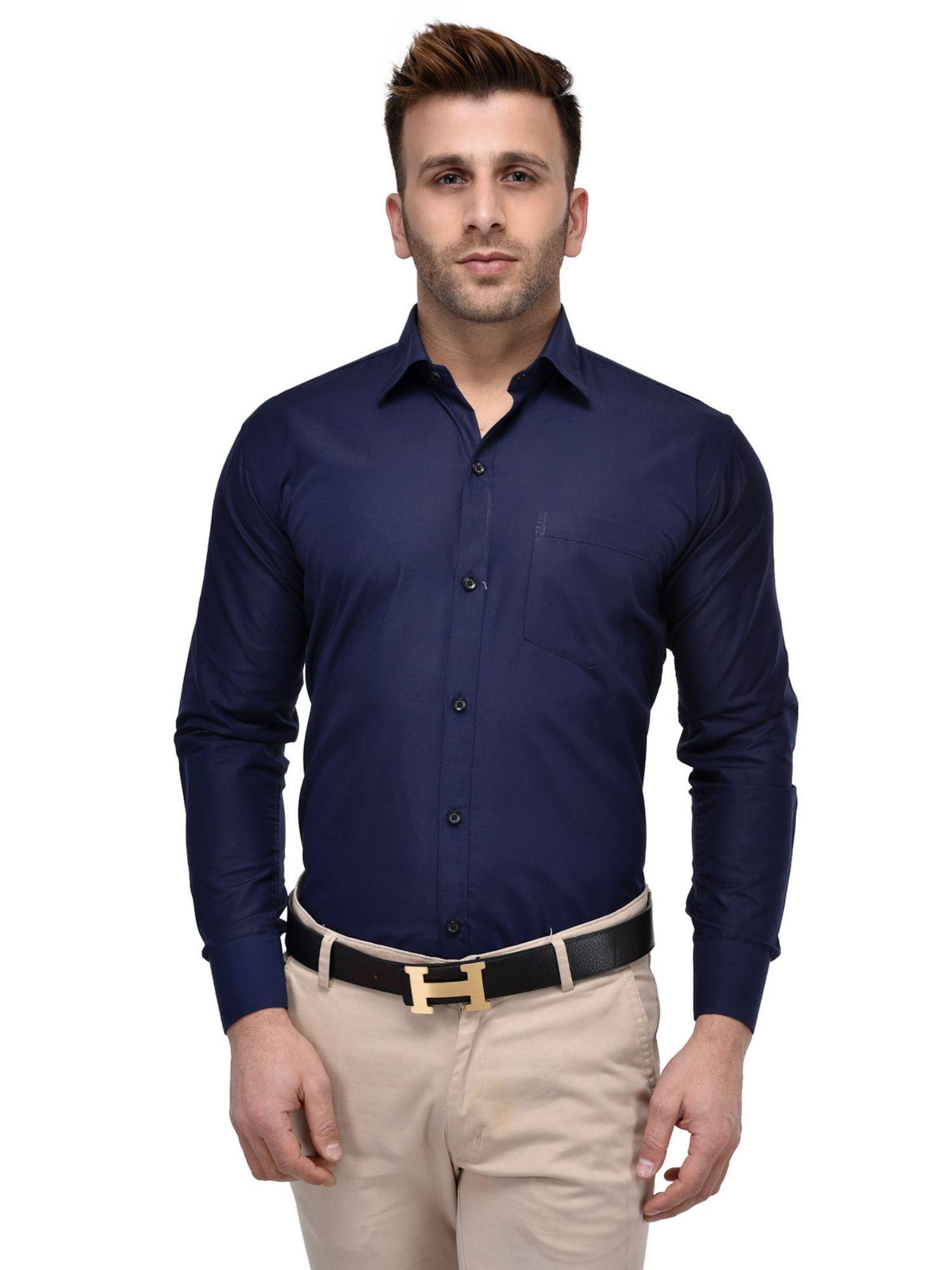 Navy Blue Solid Shirt