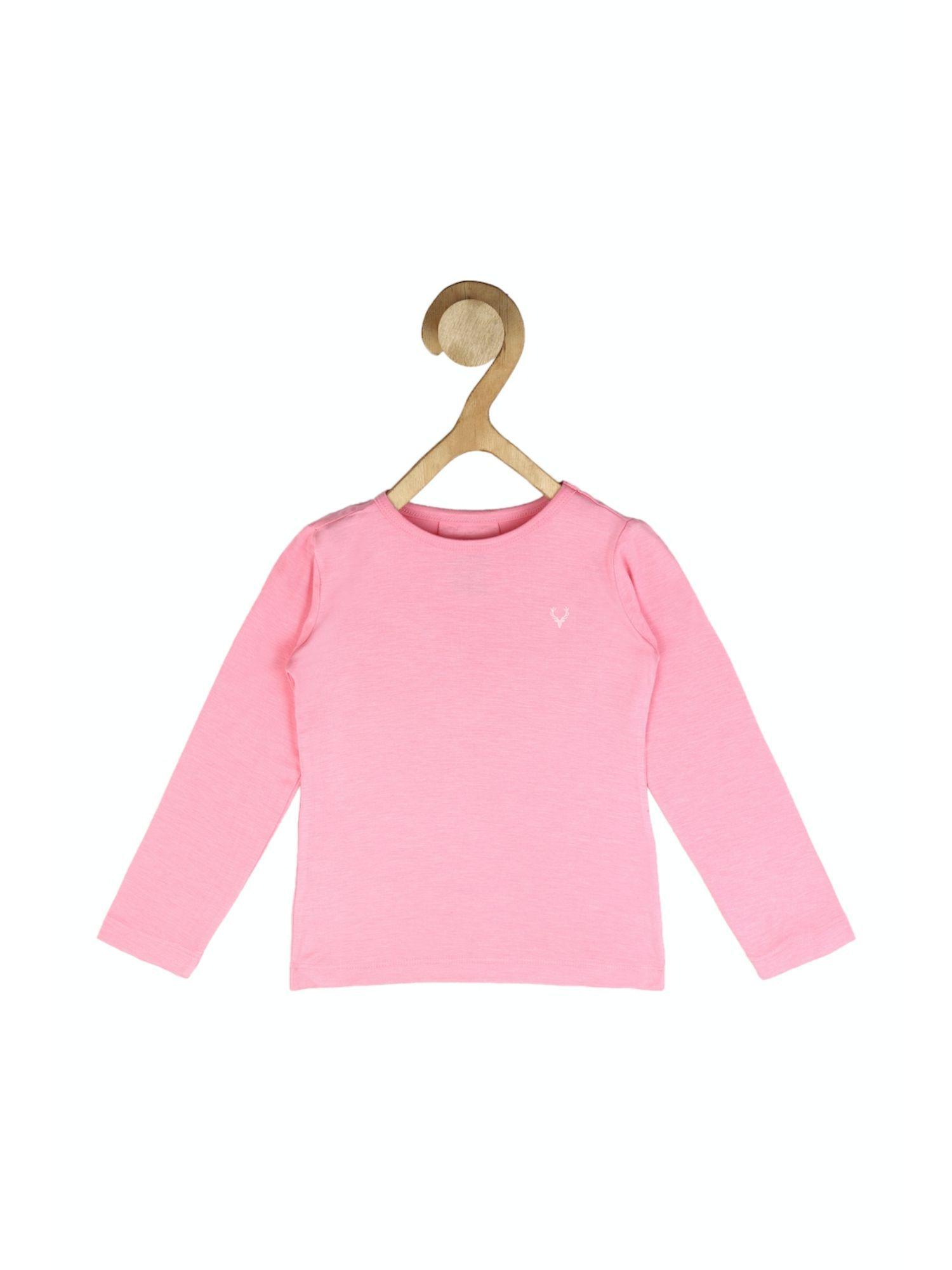girls-pink-solid-casual-t-shirt